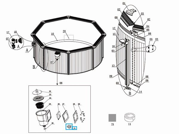 Bestway® Spare Part Skimmer plug for Hydrium™ steel wall pools