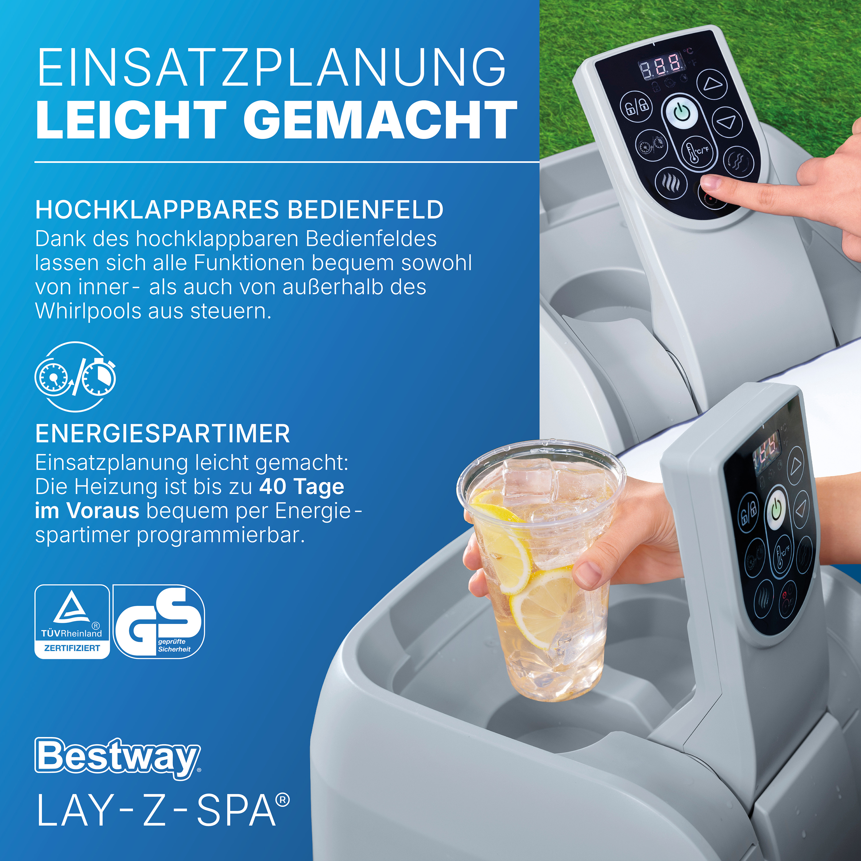 LAY-Z-SPA® LED Whirlpool Paris AirJet™ Ø 196 x 66 cm, rund