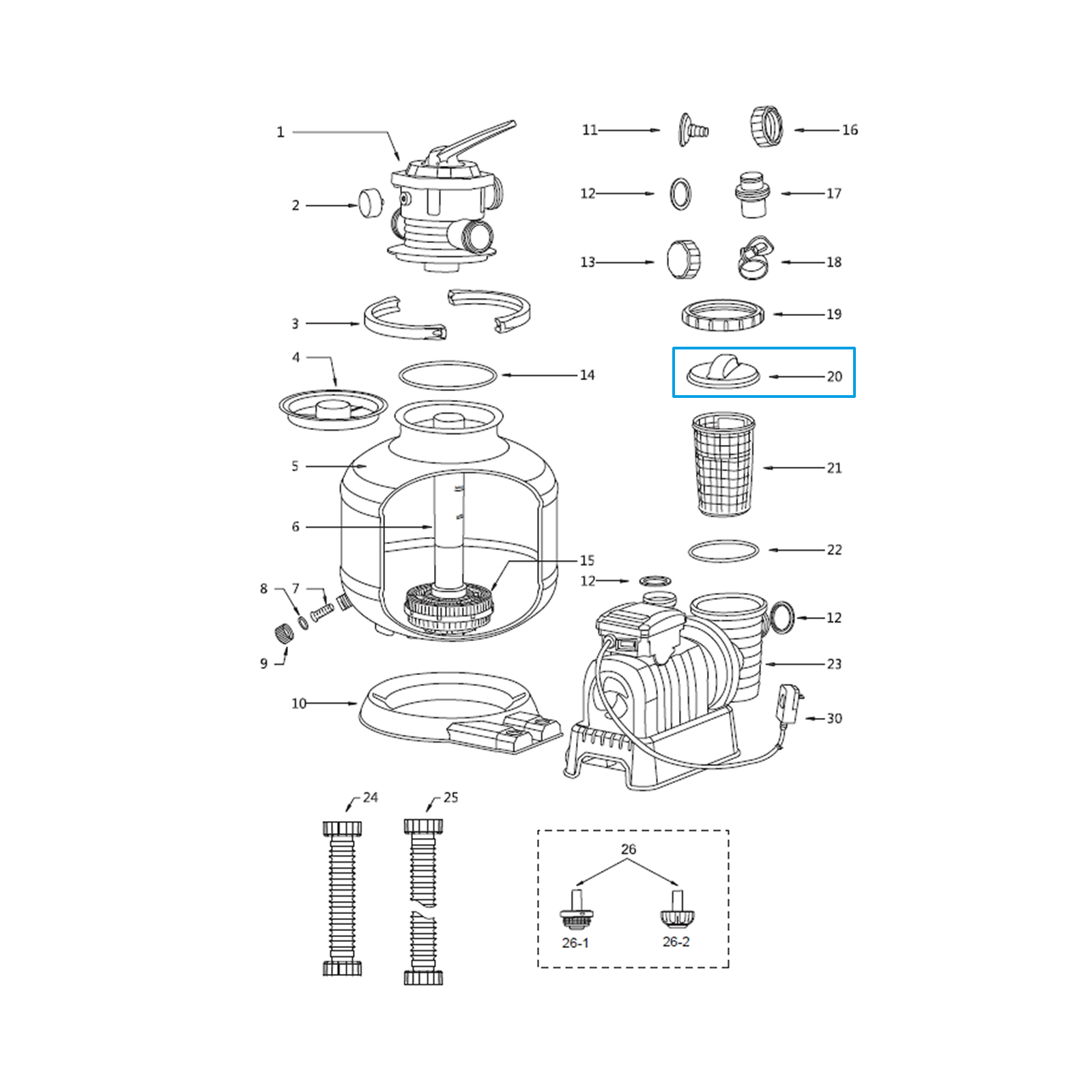Bestway® Spare Part Strainer cover for Flowclear™ sand filter unit  (except 3.028 l/h)
