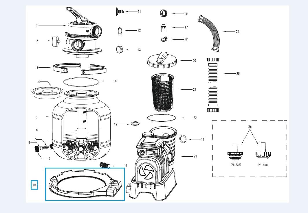 Bestway® Spare Part Tank base for Flowclear™ sand filter unit (58486, 58497) Bestway® Spare Part Tank base for Flowclear™ sand filter unit (58486, 58497)