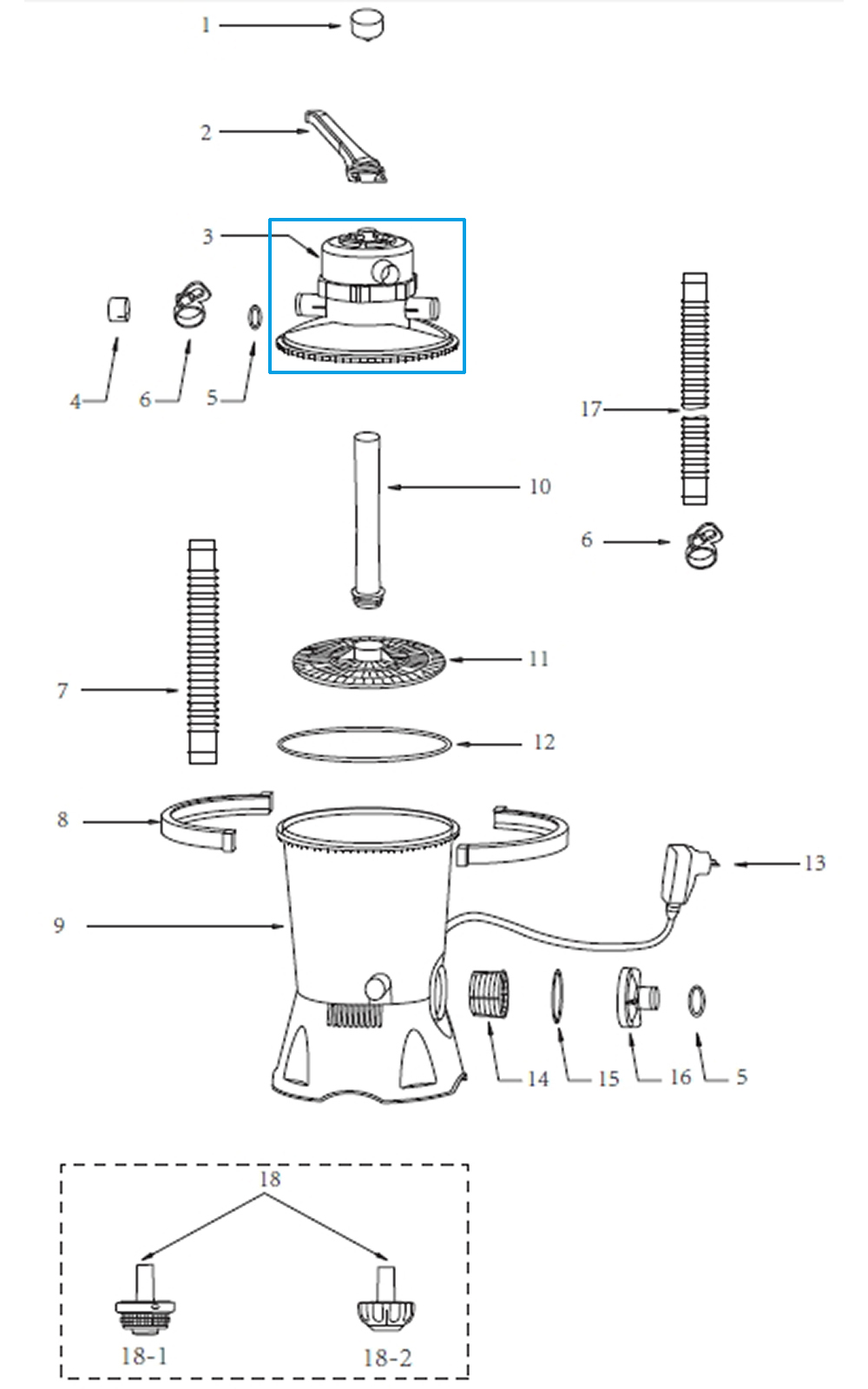Bestway® Spare Part Control valve for Flowclear™ sand filter unit  (3.028 l/h | 2023 )