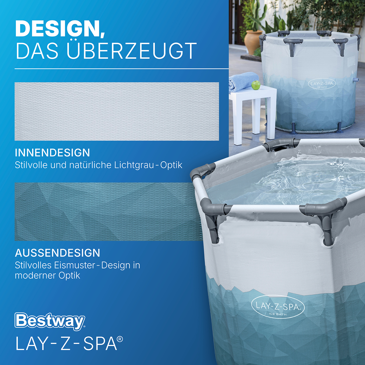 LAY-Z-SPA® Eisbad Glacial Dip™ mit Filterpumpe Ø 90 x 80 cm, rund LAY-Z-SPA® Eisbad Glacial Dip™ mit Filterpumpe Ø 90 x 80 cm, rund