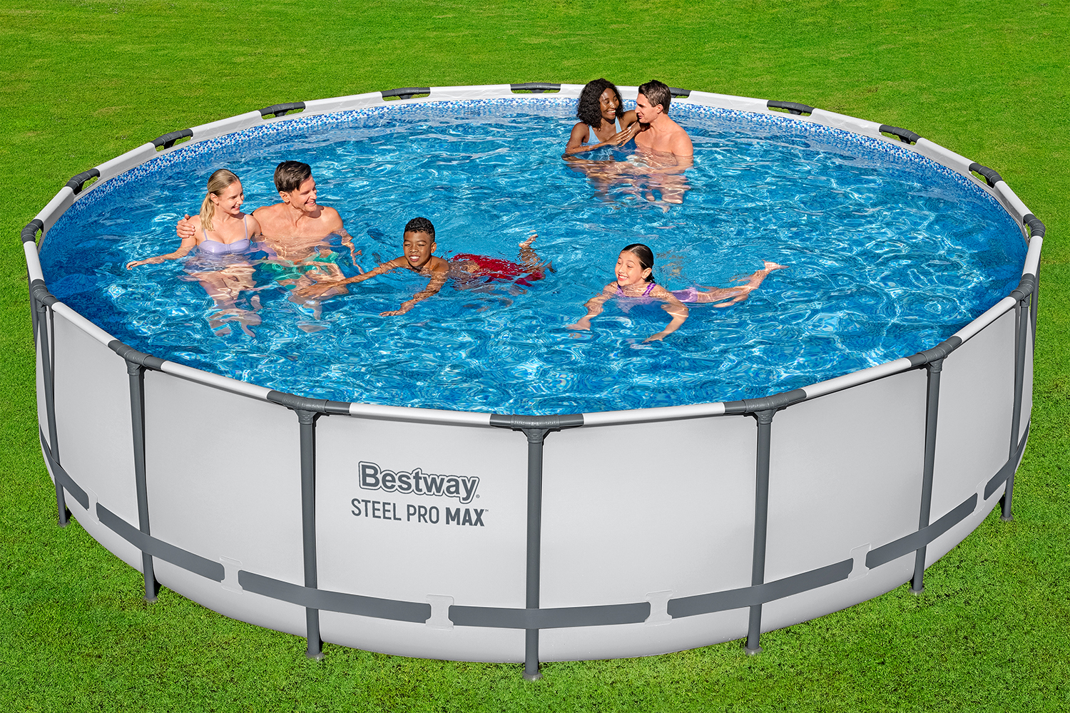 Steel Pro MAX™ Frame Pool Komplett Set mit Filterpumpe Ø 549 x 122 cm, lichtgrau, rund Steel Pro MAX™ Frame Pool Komplett Set mit Filterpumpe Ø 549 x 122 cm, lichtgrau, rund