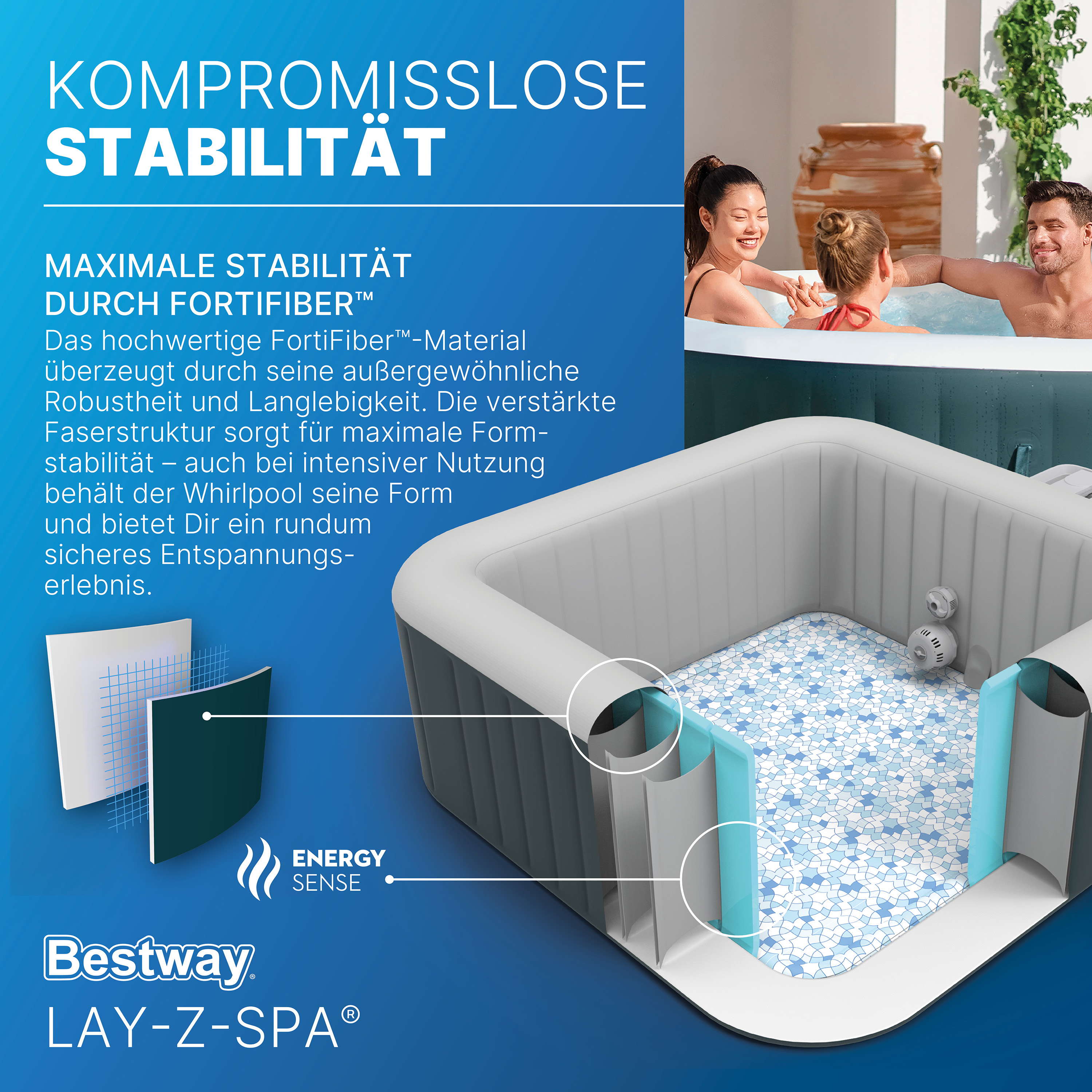 LAY-Z-SPA® Energiespar Whirlpool Ibiza AirJet™, für 4 Personen, 180 x 180 x 66 cm, Dunkelgrün