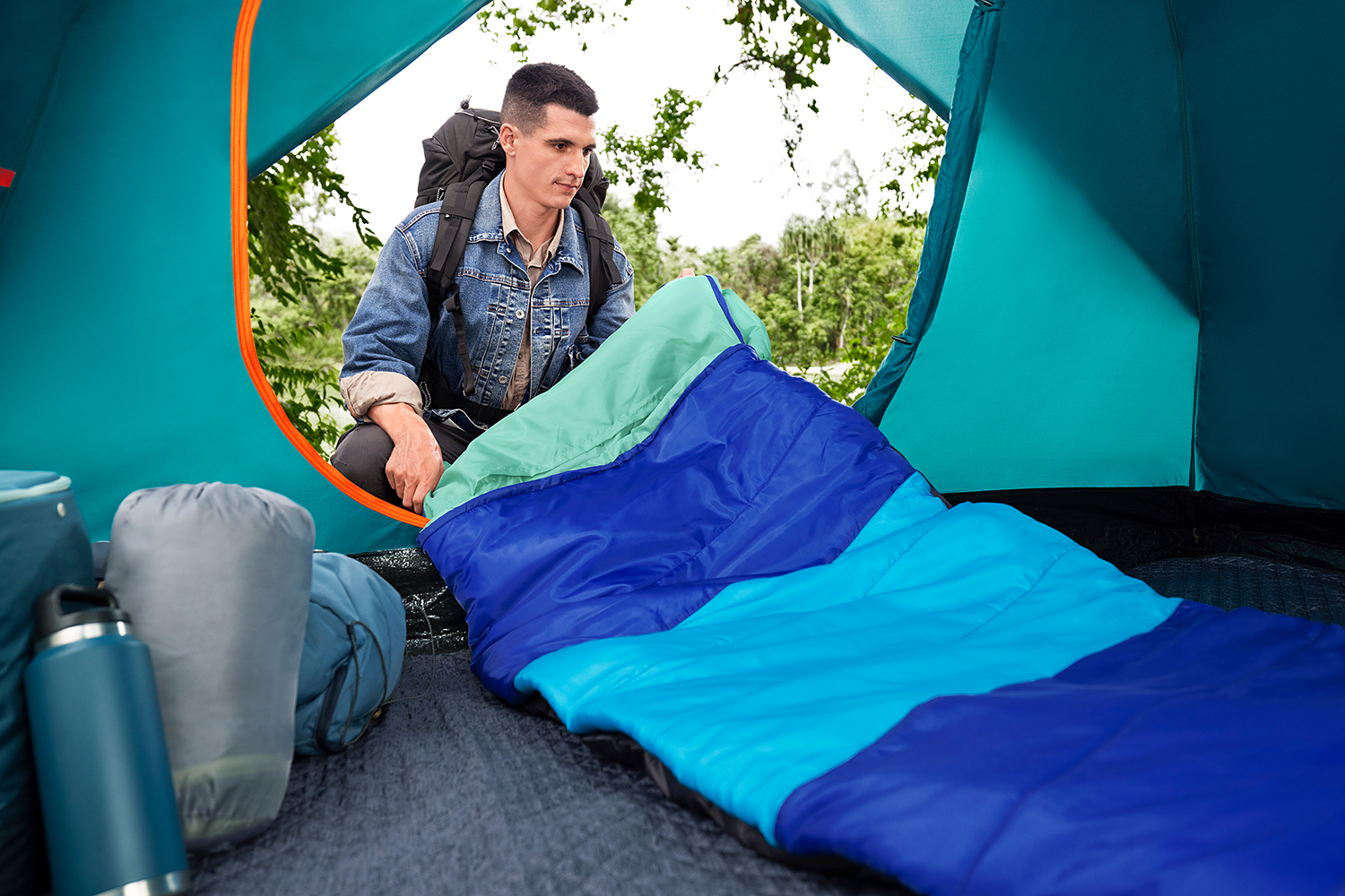 2-in-1-Schlafsack Wanderlite™ mit integrierbarer, aufblasbarer Isomatte 203 x 75 x 9 cm