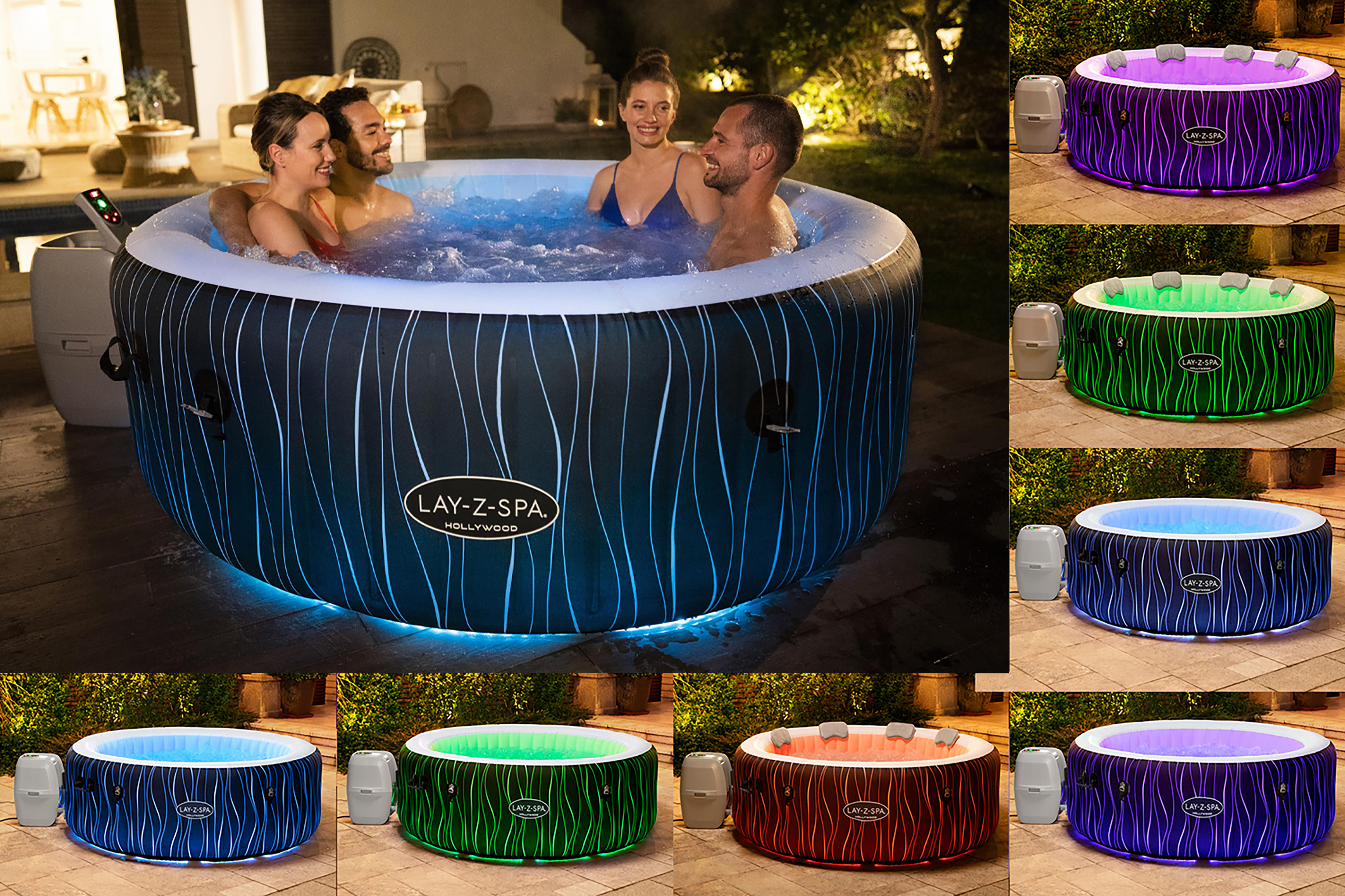 LAY-Z-SPA® LED Whirlpool Hollywood AirJet™ Ø 196 x 66 cm, rund