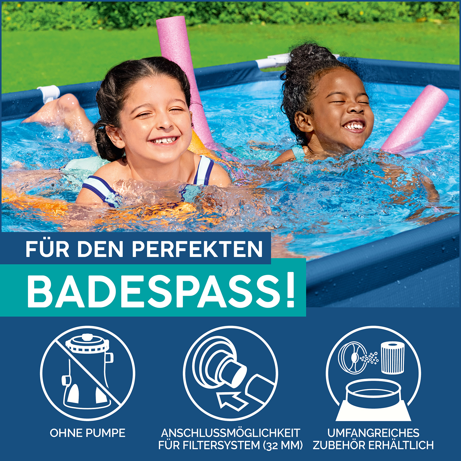 Steel Pro® Frame Pool ohne Pumpe 259 x 170 x 61 cm, dunkelblau, eckig