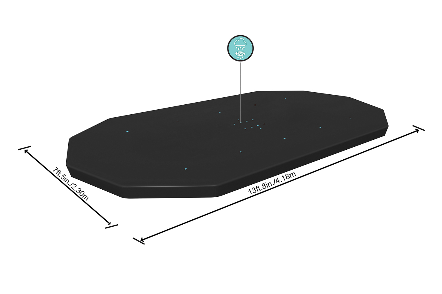 PVC-Abdeckplane 418 x 230 cm, schwarz, oval