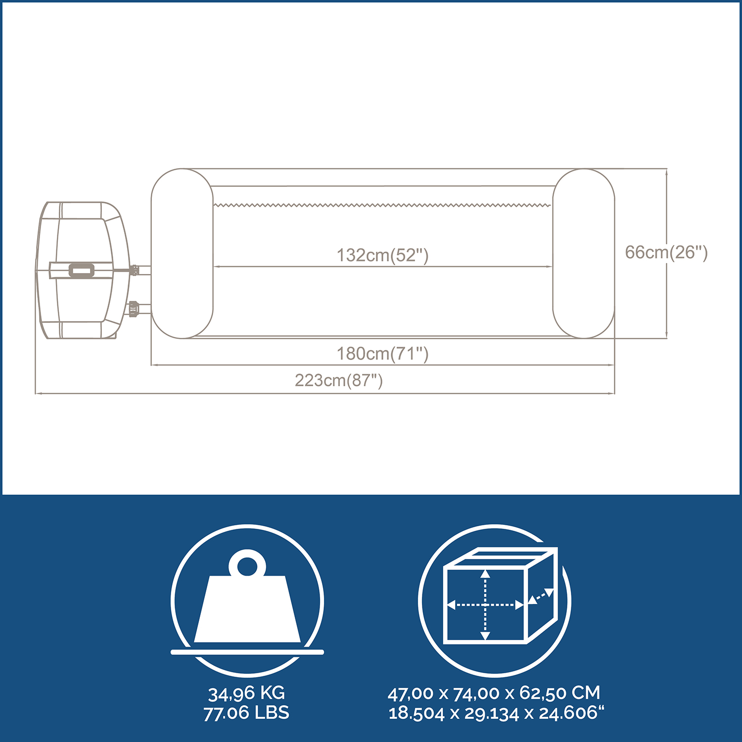 LAY-Z-SPA® Whirlpool Cancun AirJet™ Ø 180 x 66 cm, rund