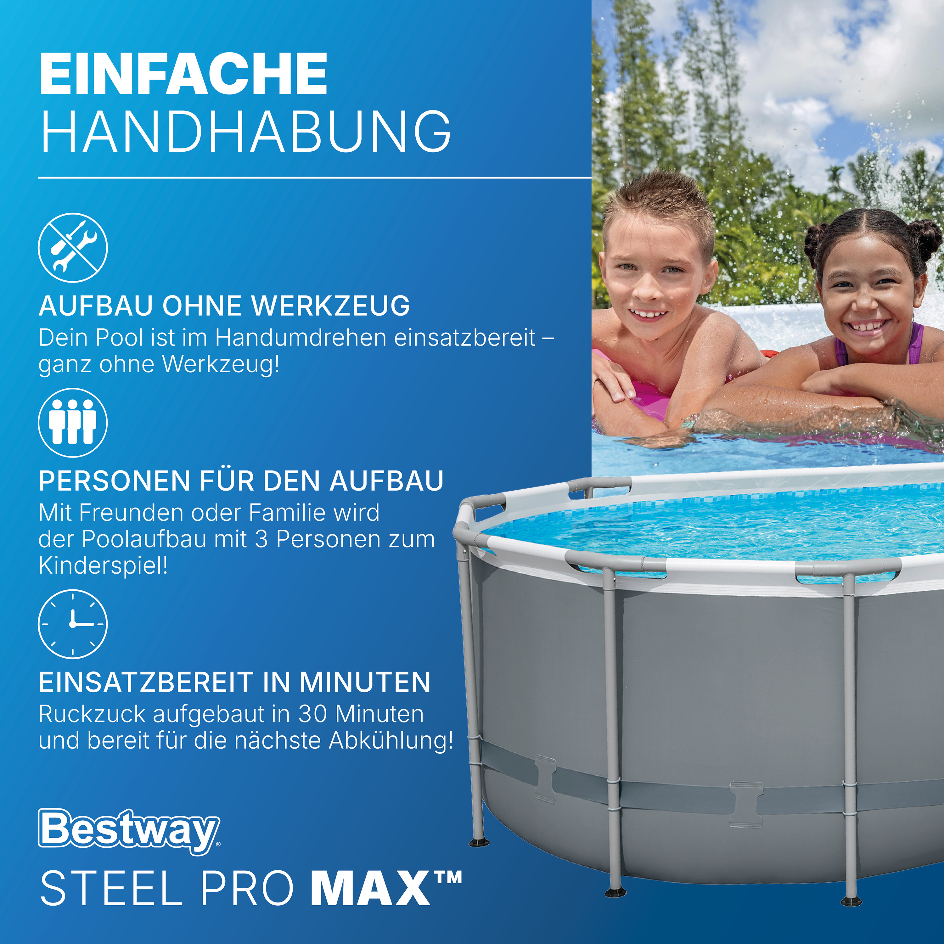 Steel Pro MAX™ Frame Pool Komplett Set mit Filterpumpe 549 x 274 x 122 cm, grau, oval