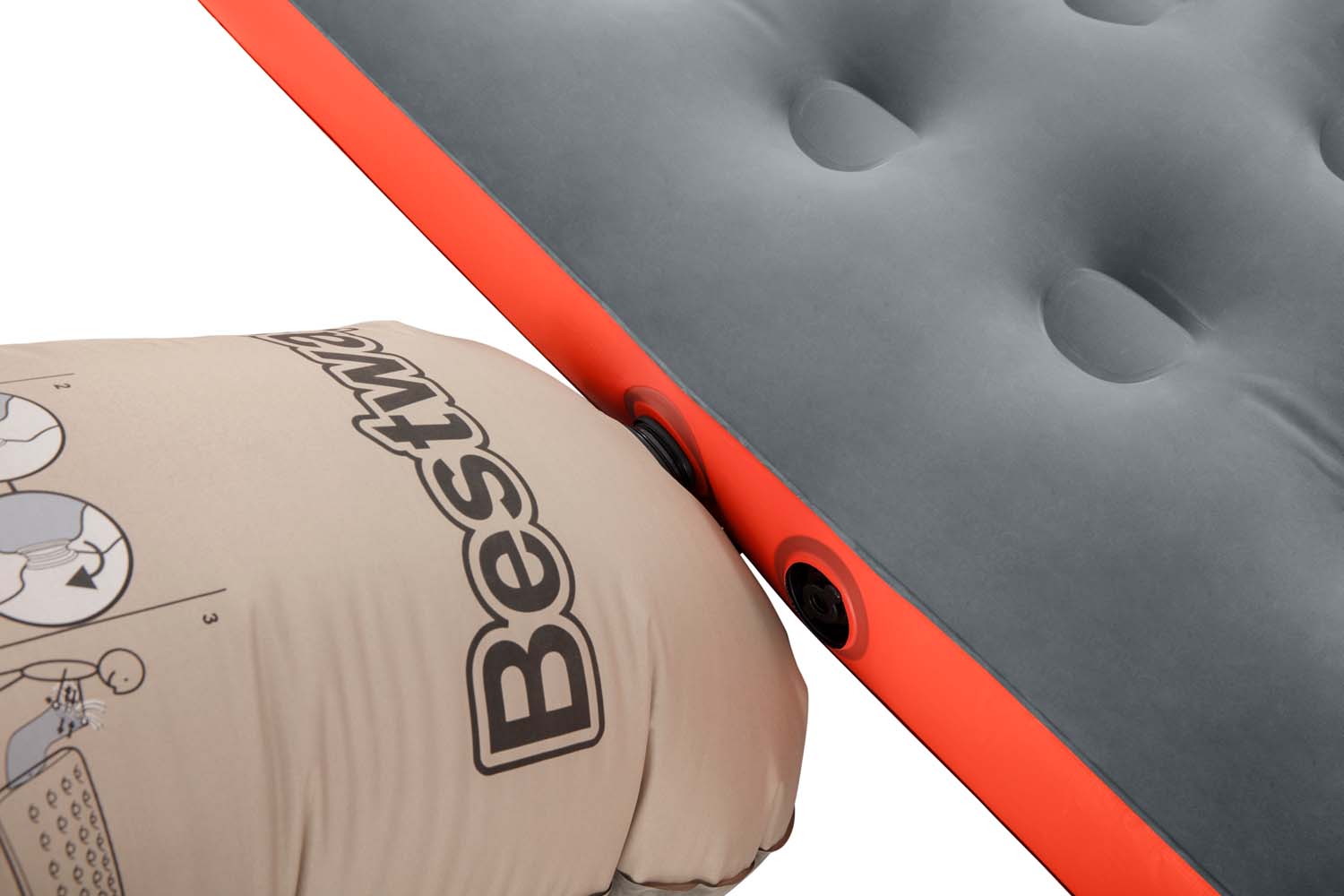 Doppelluftbett Roll & Relax mit Kissenpumpe 203 x 152 x 22 cm