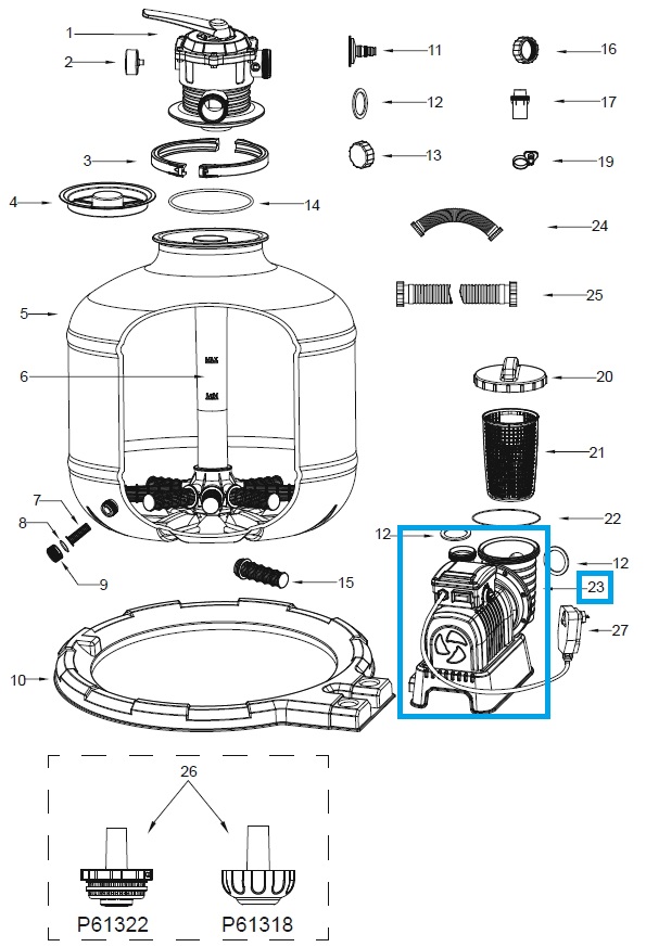 Bestway® Ersatzteil Motor für Flowclear™ Sandfilteranlage (9.482 / 11.355 l/h)