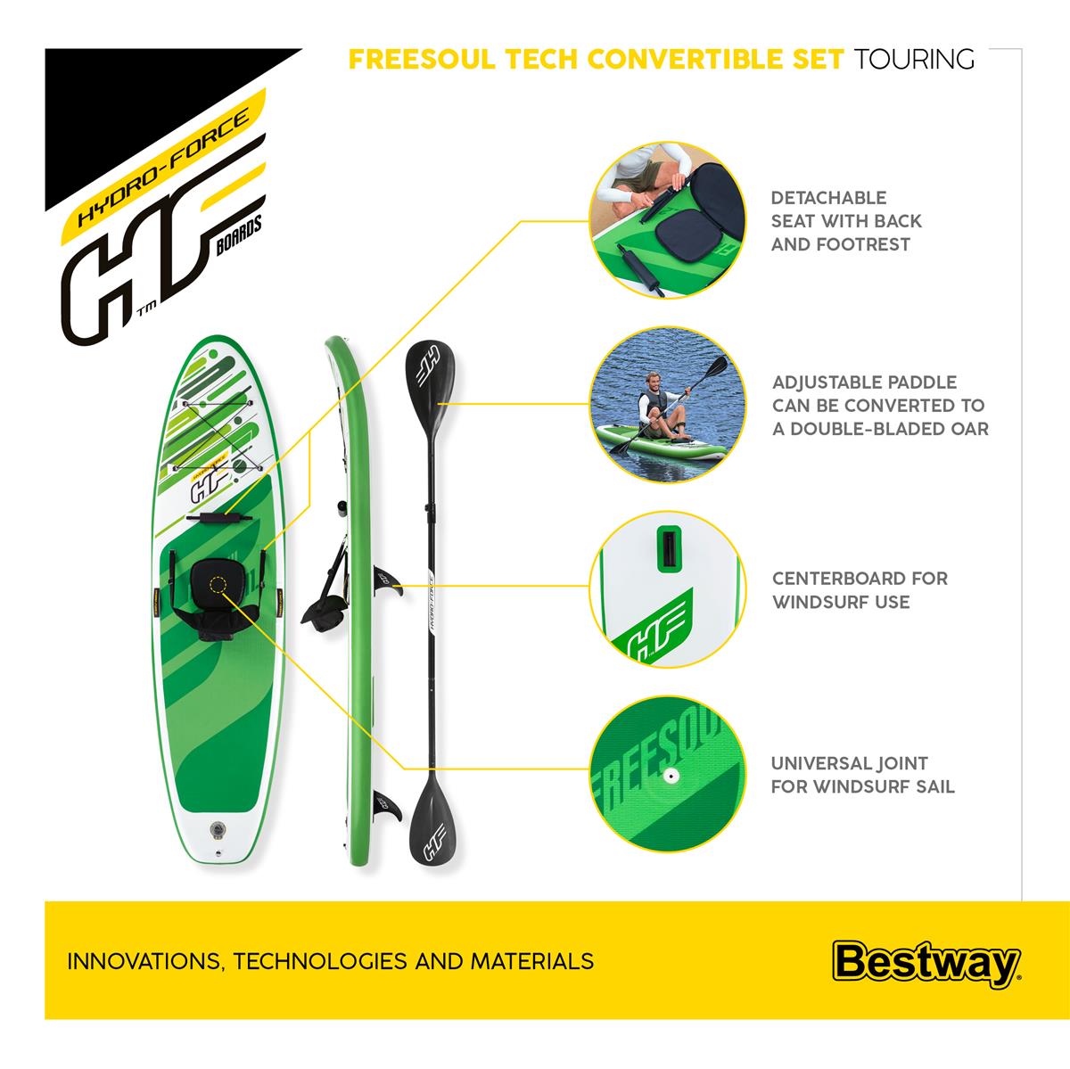 Hydro-Force™ SUP Touring Board-Set Freesoul Tech 340 x 89 x 15 cm