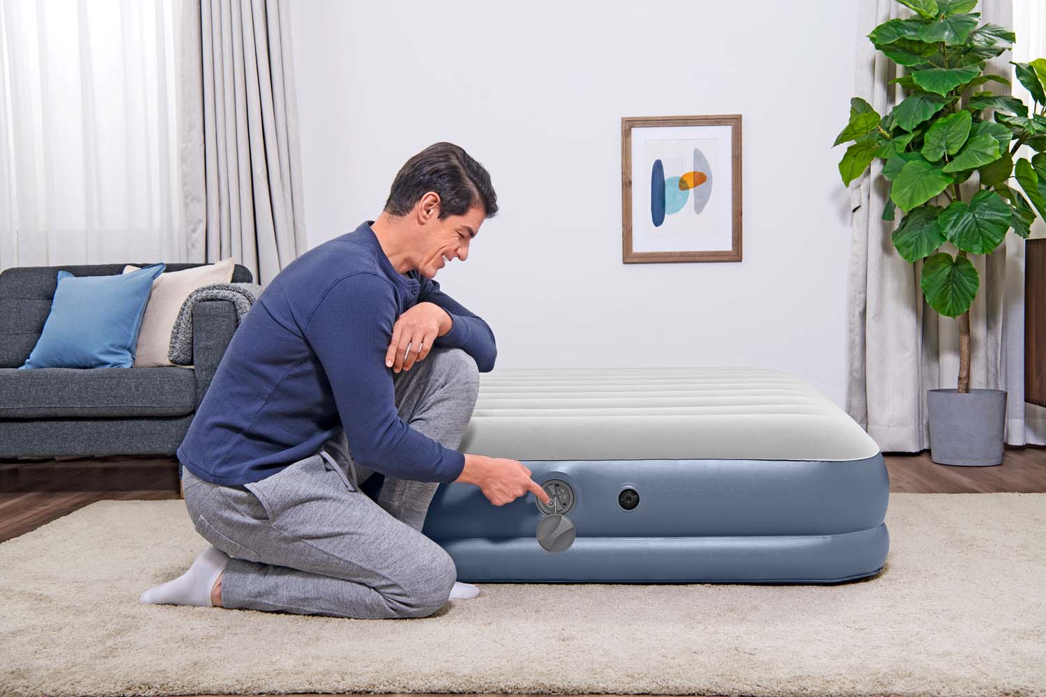 TriTech™ Doppelluftbett mit mobiler, akkubetriebener Elektropumpe 203 x 152 x 36 cm