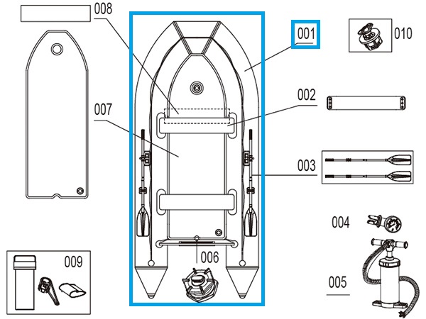 Bestway® Spare Part Body for Hydro-Force™ Sport boat Sunsaille 380 x 180 x 46 cm