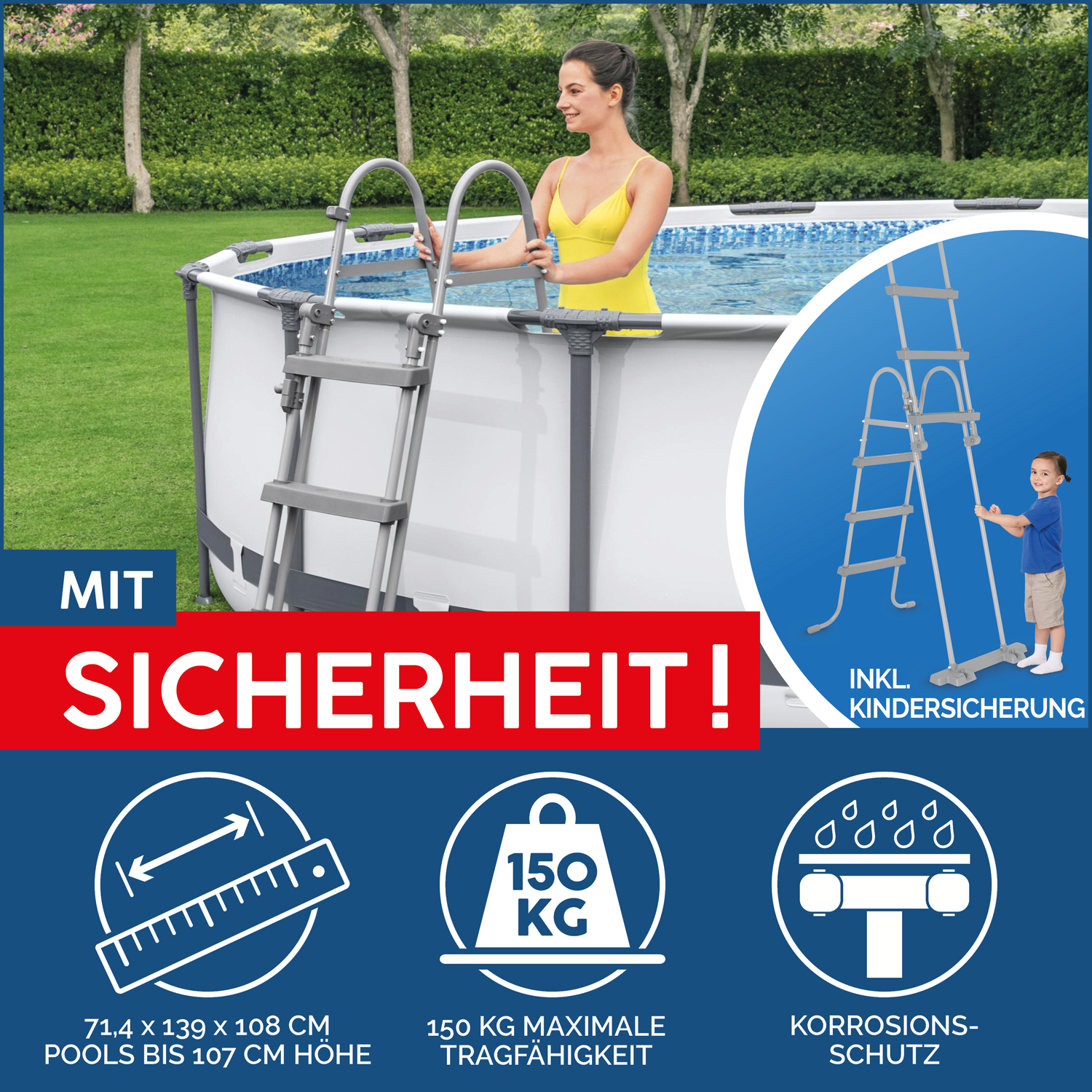 Steel Pro MAX™ Frame Pool Set mit Filterpumpe Ø 366 x 100 cm, lichtgrau, rund