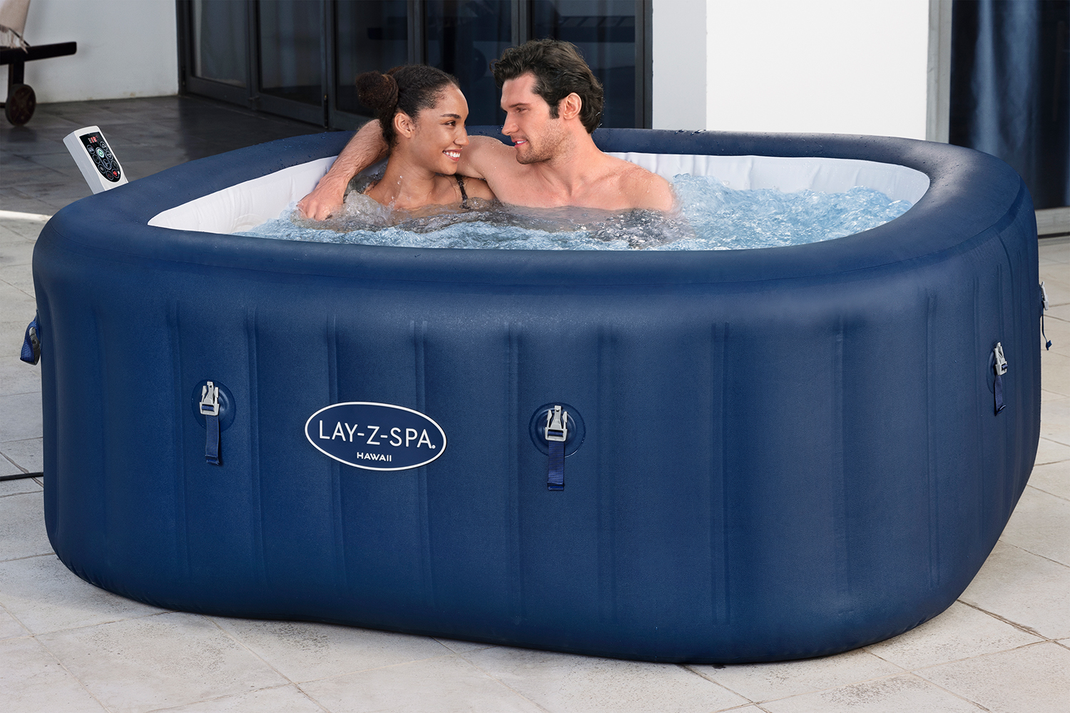 LAY-Z-SPA® Energiespar-Whirlpool Hawaii AirJet™ mit App-Steuerung, für 6 Personen, 180 x 180 x 71 cm, Kobaltblau