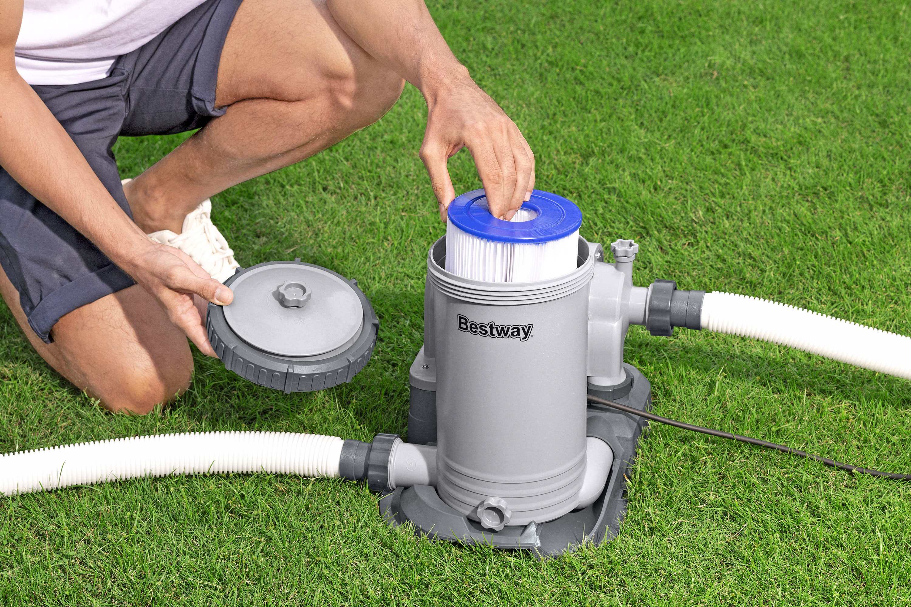 Steel Pro MAX™ Comfort Jet Series™ Frame Pool Set mit Filterpumpe 610 x 366 x 122 cm, Holz-Optik (Pinie), oval