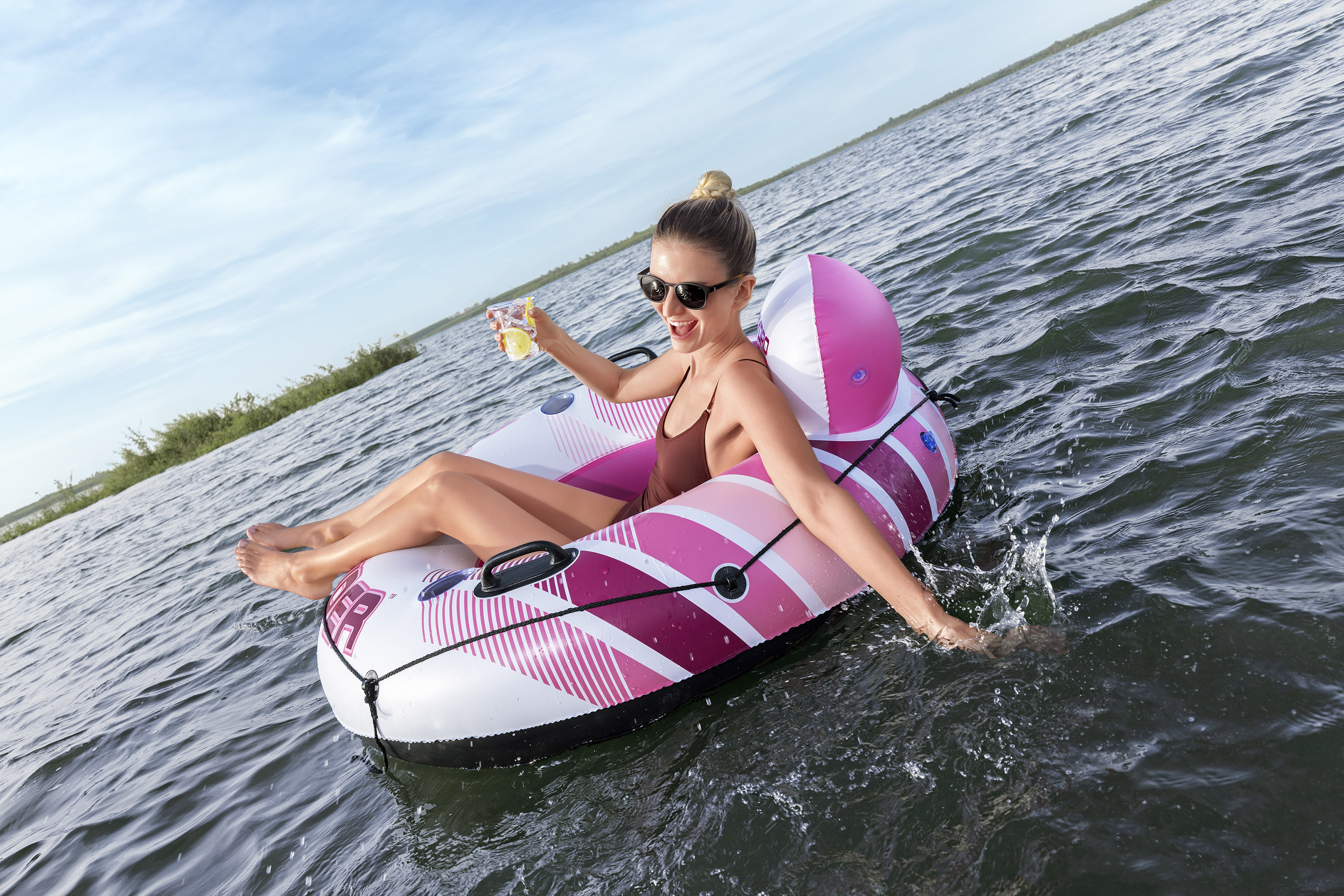 Hydro Force® Schwimmring Pink Rapid Rider™ mit Rückenlehne Ø 135 cm