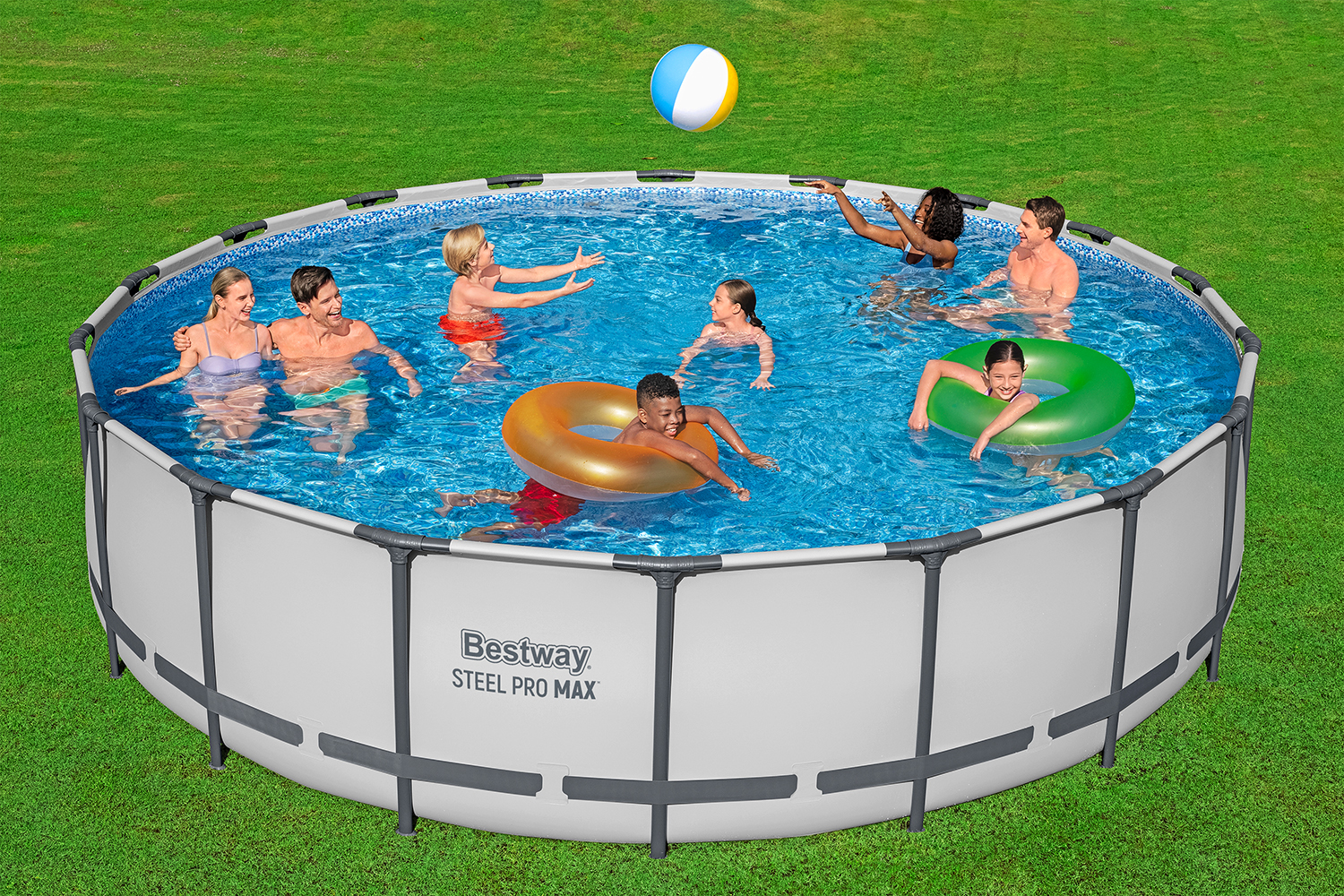 Steel Pro MAX™ Frame Pool Komplett Set mit Filterpumpe Ø 549 x 122 cm, lichtgrau, rund