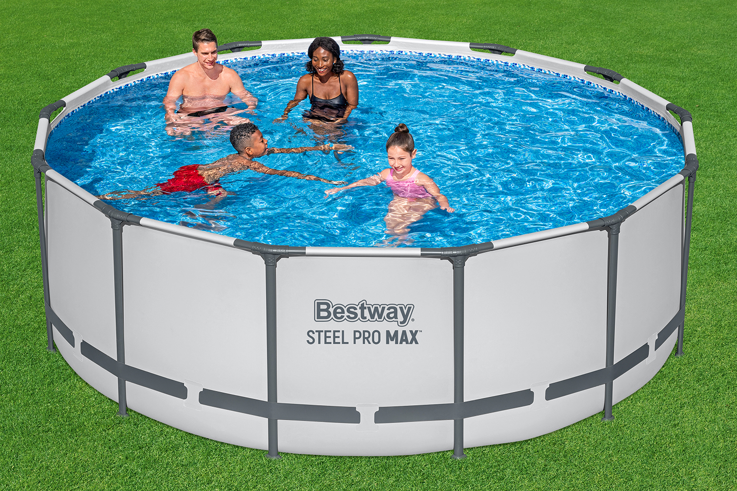 Steel Pro MAX™ Frame Pool  Komplett Set mit Filterpumpe Ø 396 x 122 cm, lichtgrau, rund