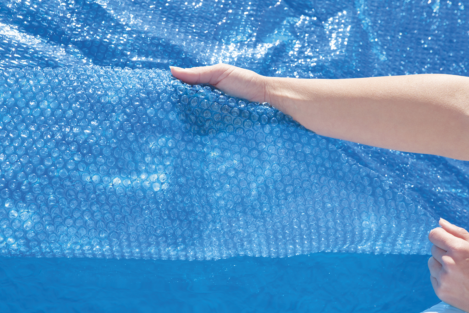 PE Solarabdeckplane 703 x 336 cm, blau, eckig