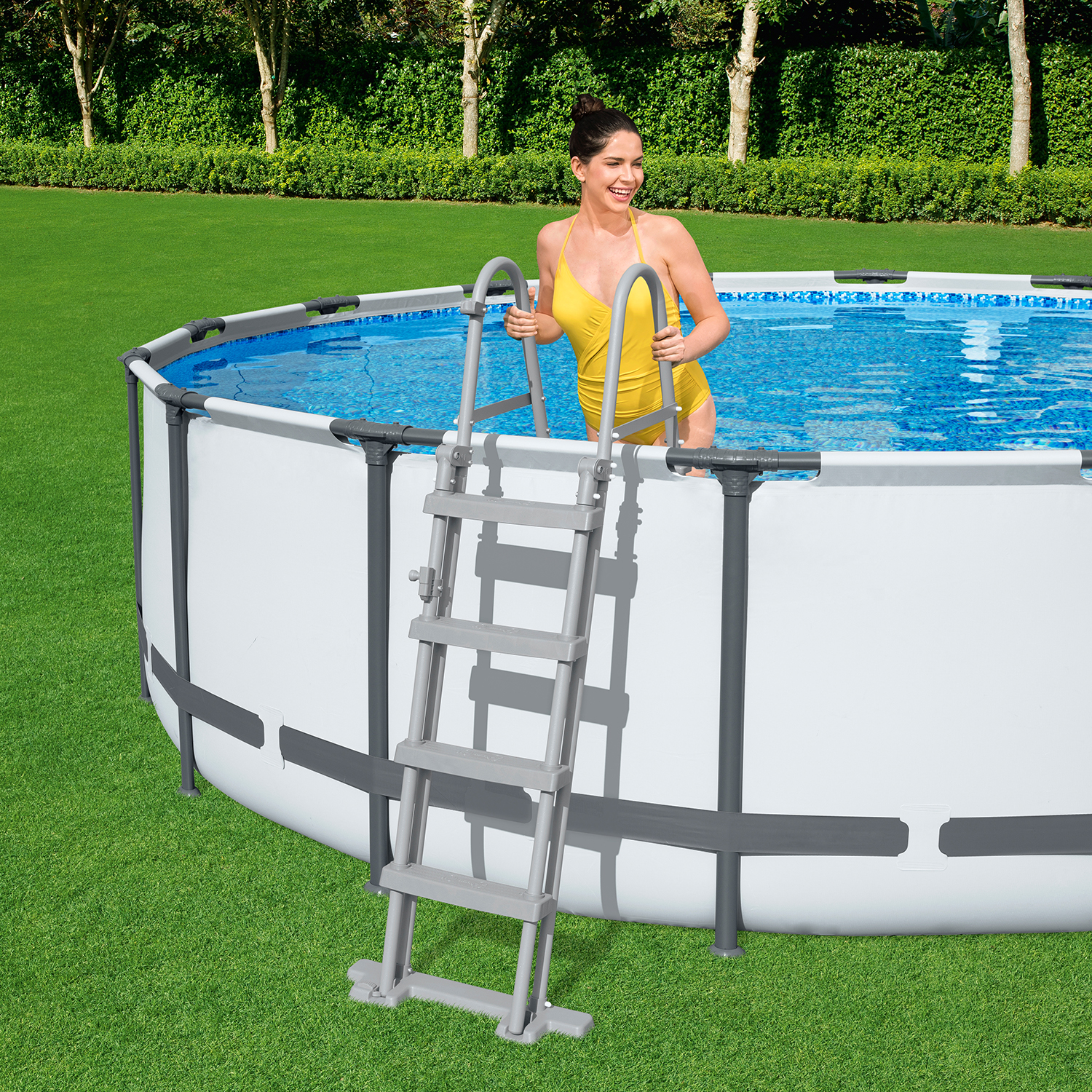 Steel Pro MAX™ Frame Pool Komplett Set mit Filterpumpe Ø 427 x 122 cm, lichtgrau, rund