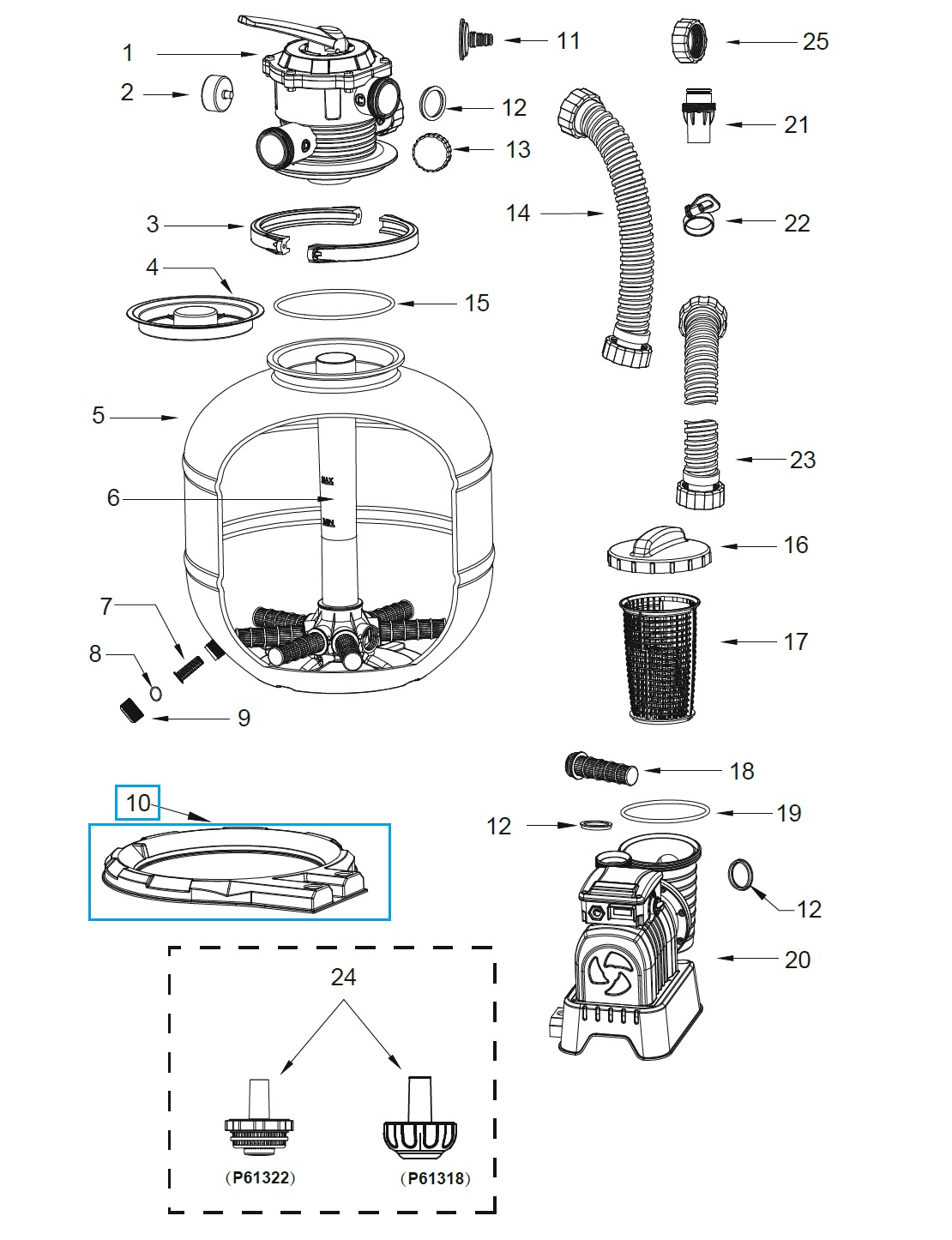 Bestway® Spare Part Tank base for Flowclear™ sand filter unit  (58499 | GS only)