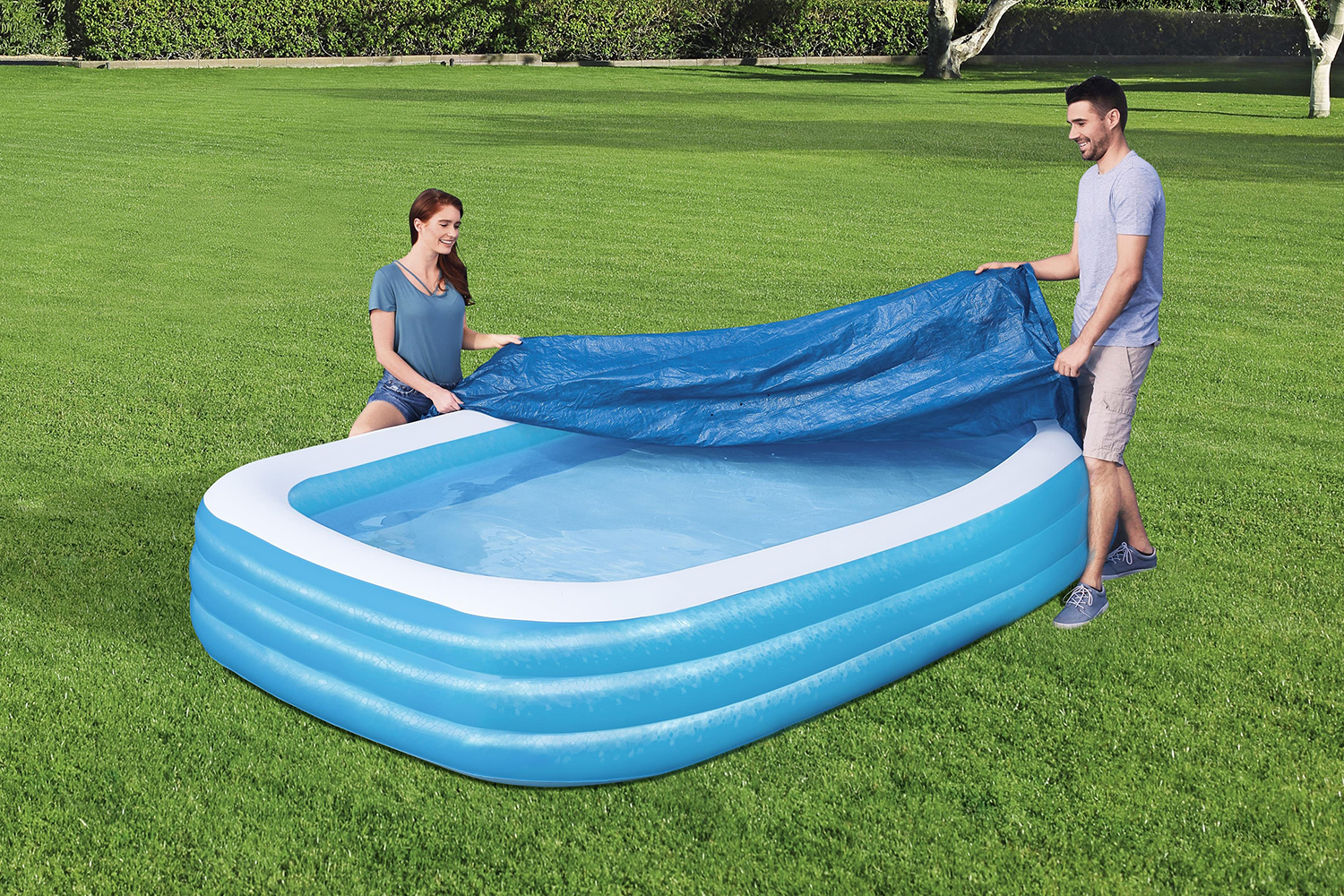 PE-Abdeckplane passend für 305 x 183 cm Family Pools, blau, eckig