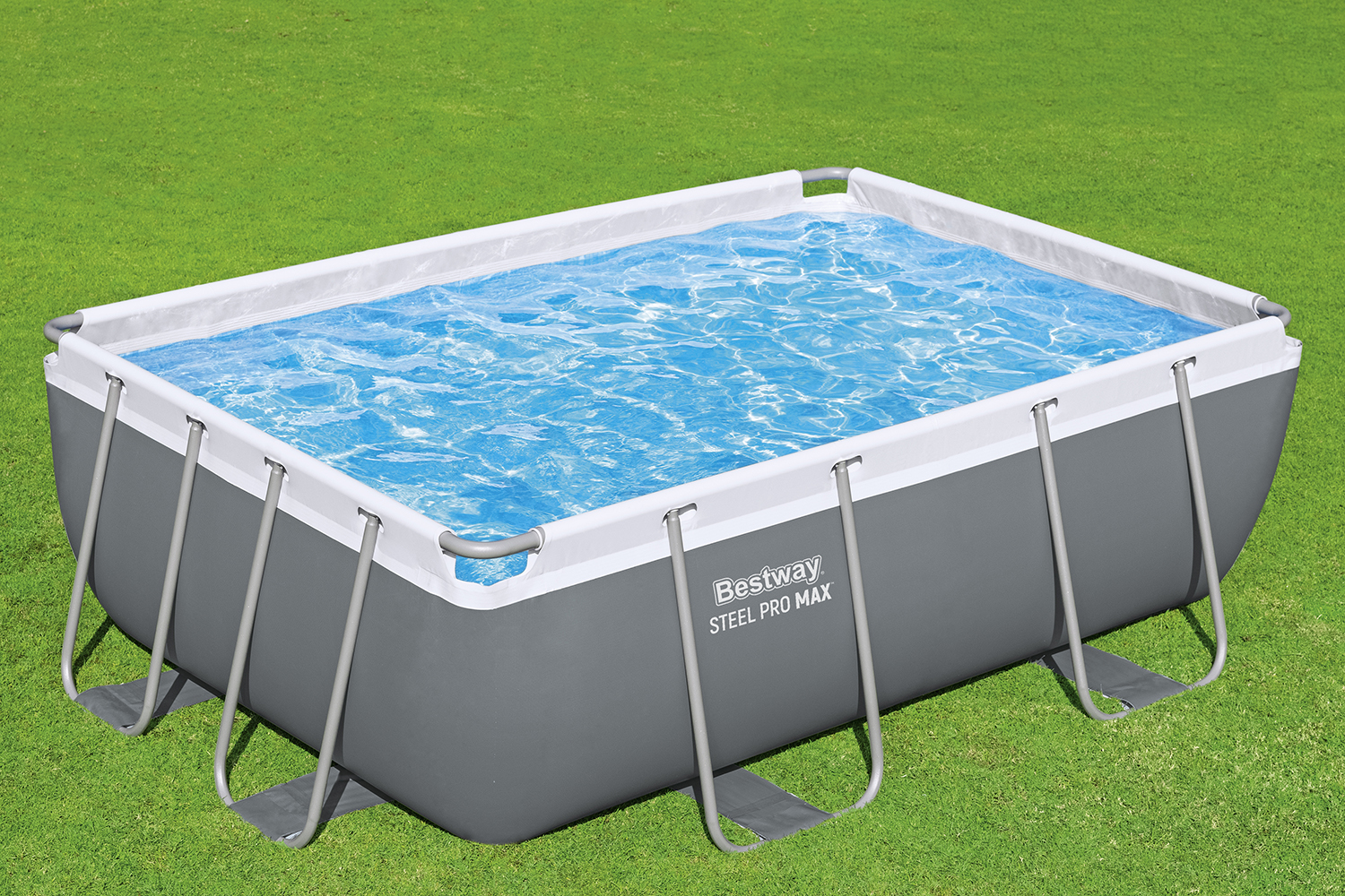 Steel Pro MAX™ Frame Pool Set mit Filterpumpe 282 x 196 x 84 cm, grau, eckig
