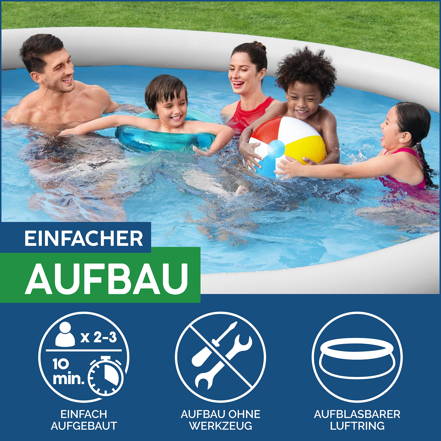 Fast Set™ Aufstellpool-Set mit Filterpumpe Ø 457 x 107 cm, Rattan-Optik (Schiefergrau), rund