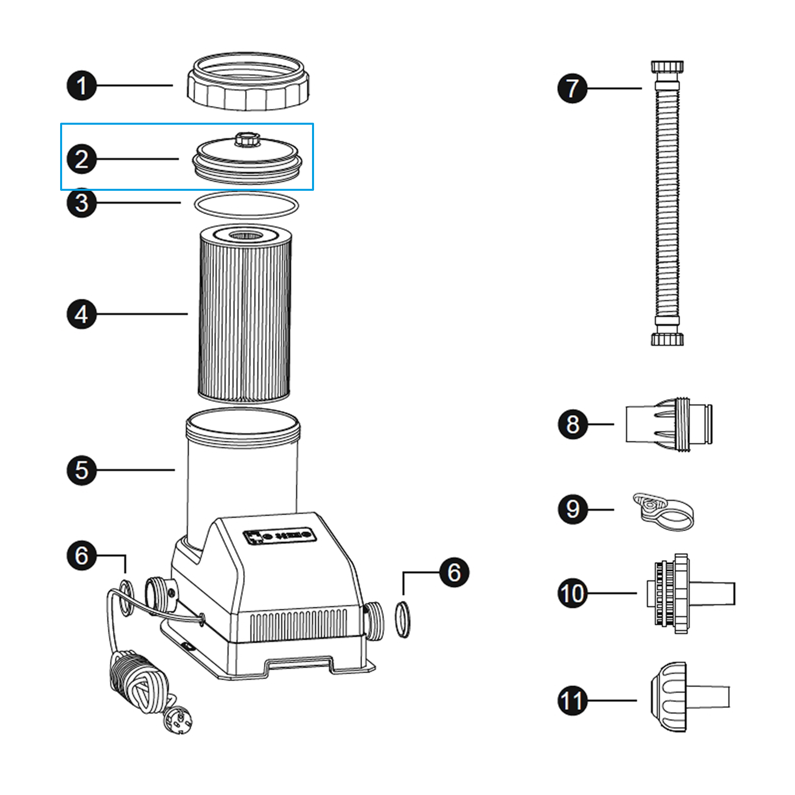 Bestway® Spare Part Set (filter cover, vent valve, gasket) for Flowclear™ filter unit  (58680 | GS)
