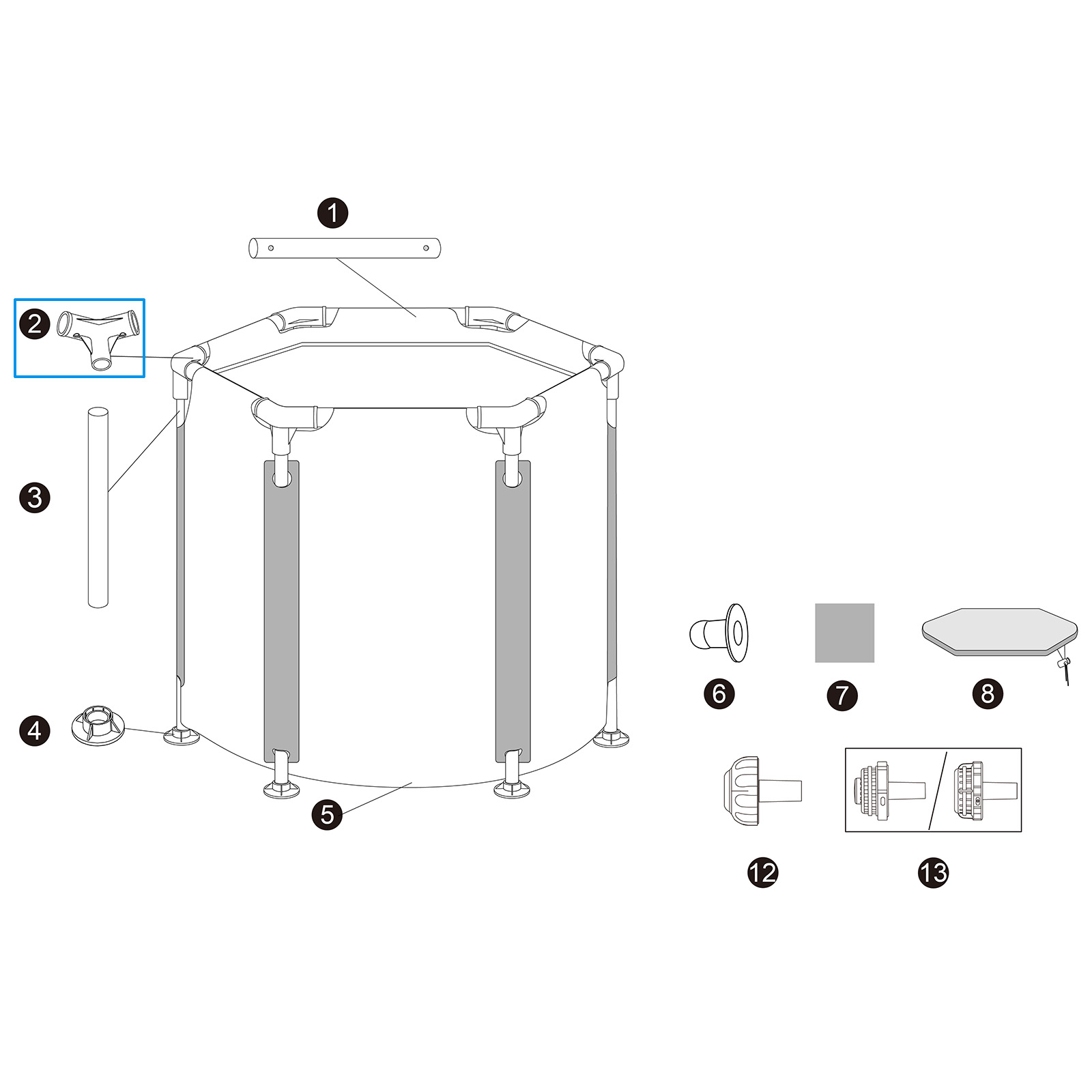 Bestway® Ersatzteil T-Verbinder für Bestway® LAY-Z-SPA® Eisbad Glacial Dip™ Ø 90 x 80 cm