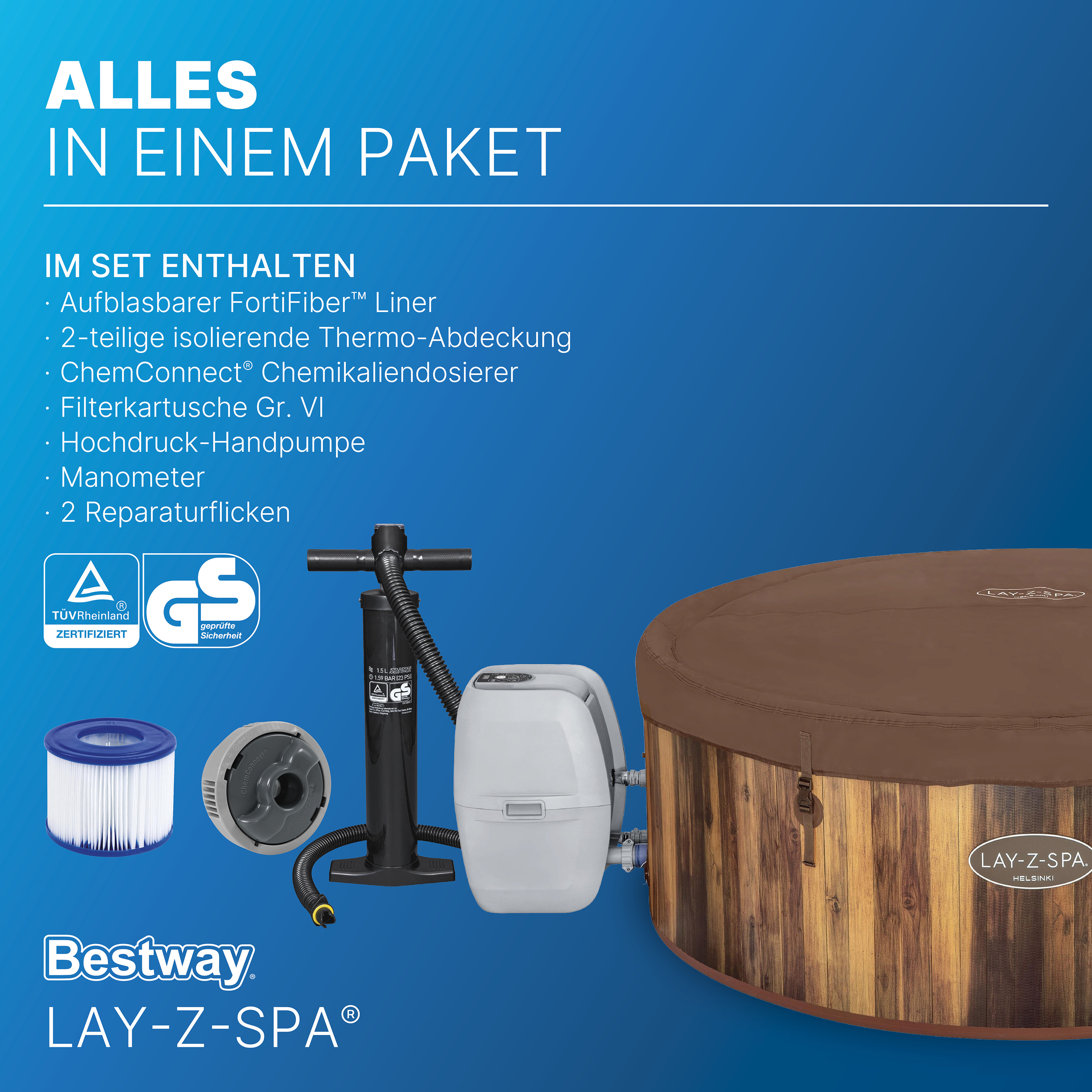 LAY-Z-SPA® WLAN Whirlpool Helsinki AirJet Plus™ Ø 180 x 66 cm, rund