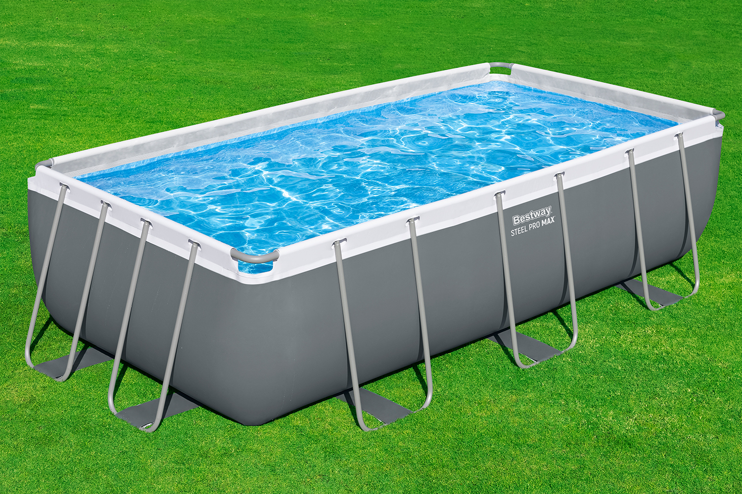 Steel Pro MAX™ Frame Pool Set mit Sandfilteranlage 404 x 201 x 100 cm, grau, eckig