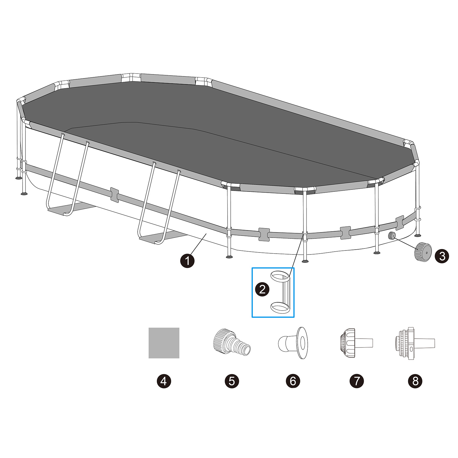 Bestway® Ersatzteil Kunststoffring zur Sicherung der vertikalen Poolbeine ausgewählter Pools
