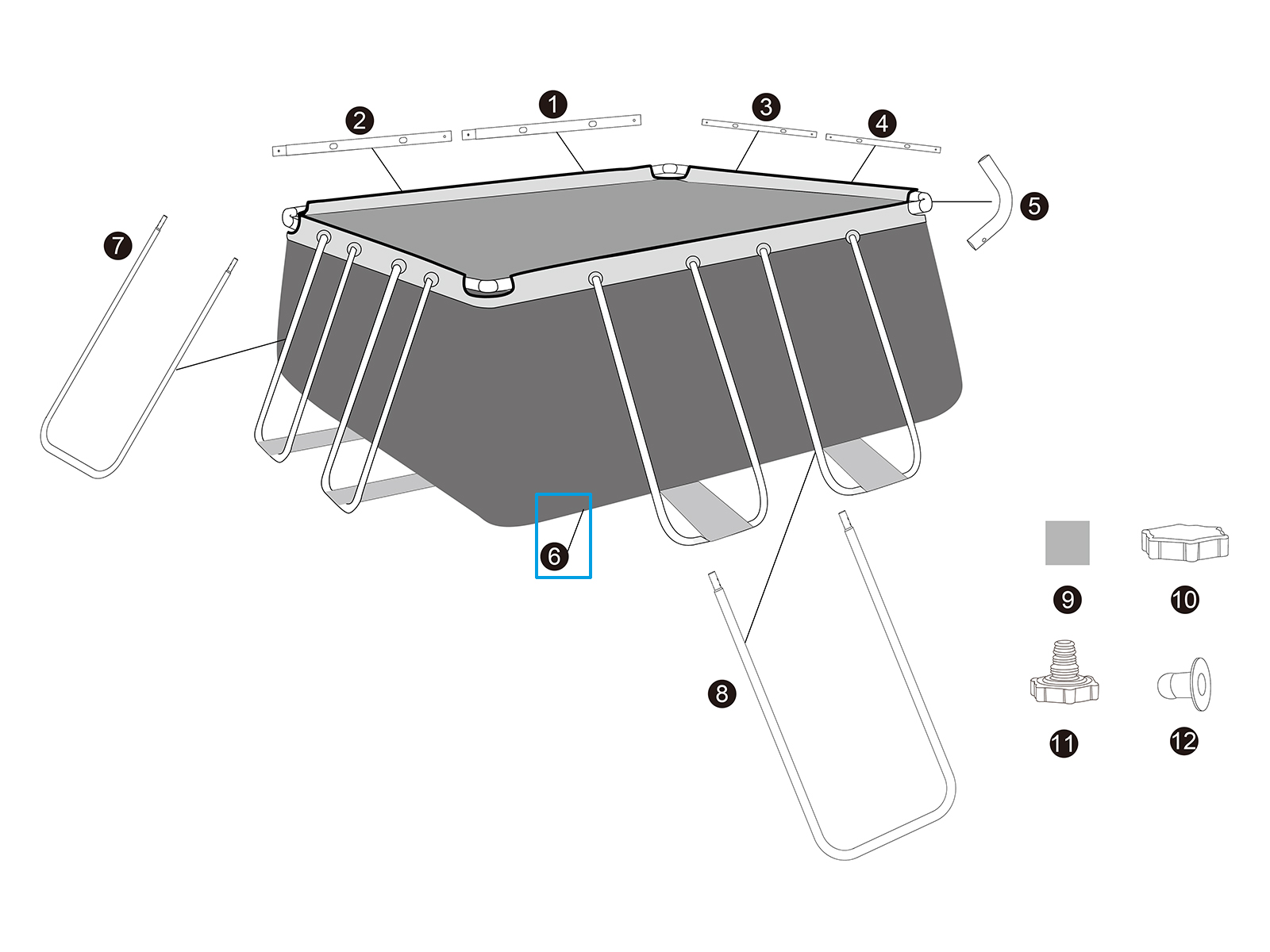 Bestway® Spare Part Pool liner (dark grey) for Steel Pro MAX™ frame pool 282 x 196 x 84 cm (56629 | 2025)