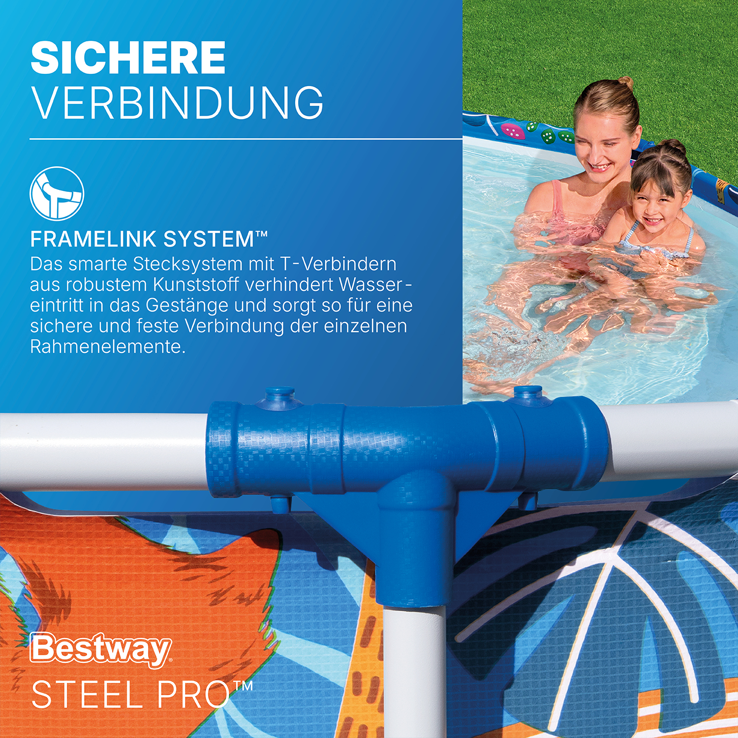 Steel Pro™ Frame Pool ohne Pumpe Ø 305 x 66 cm, buntes Zebra-Design, rund