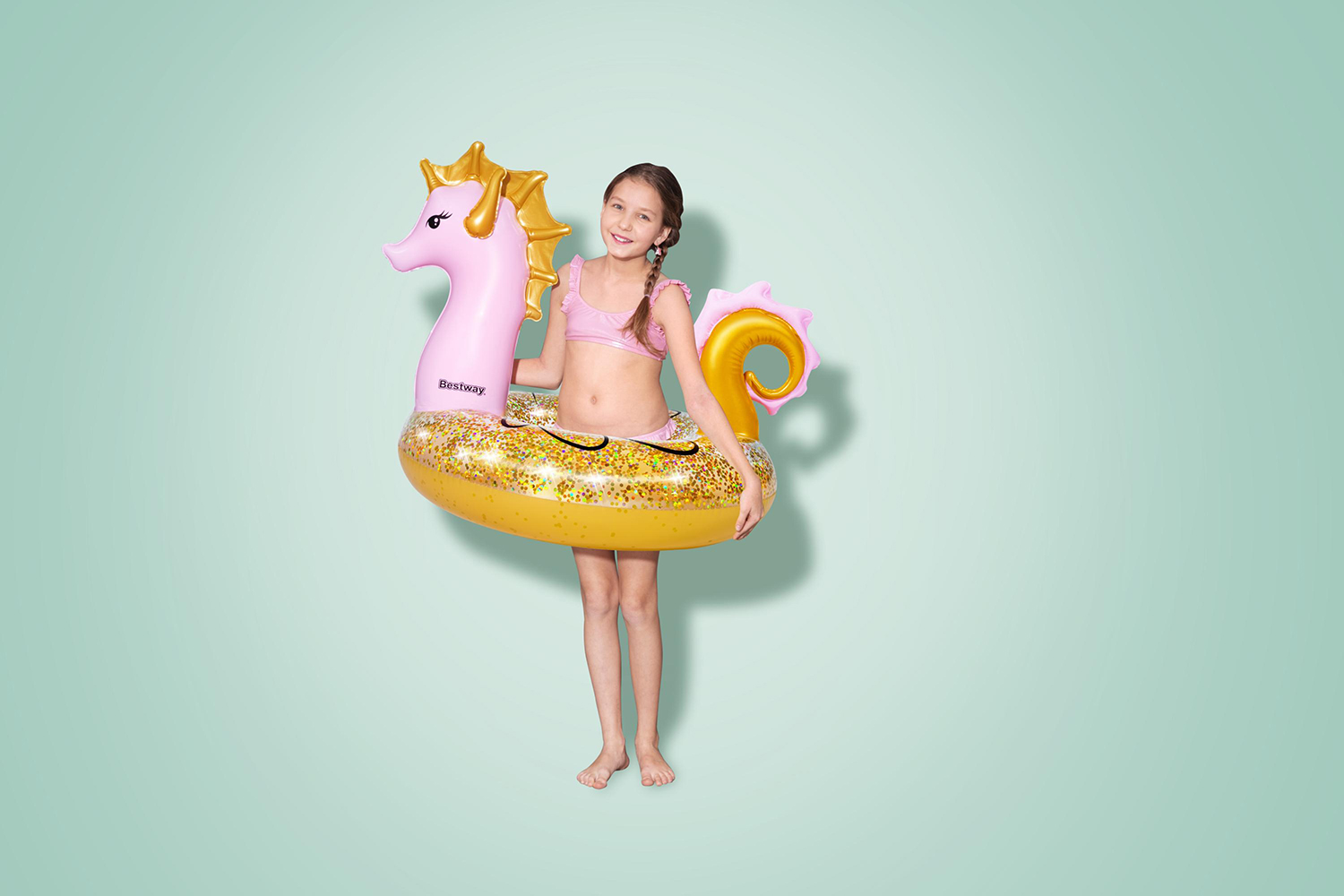 Schwimmring Glitter Seahorse 115 x 104 cm