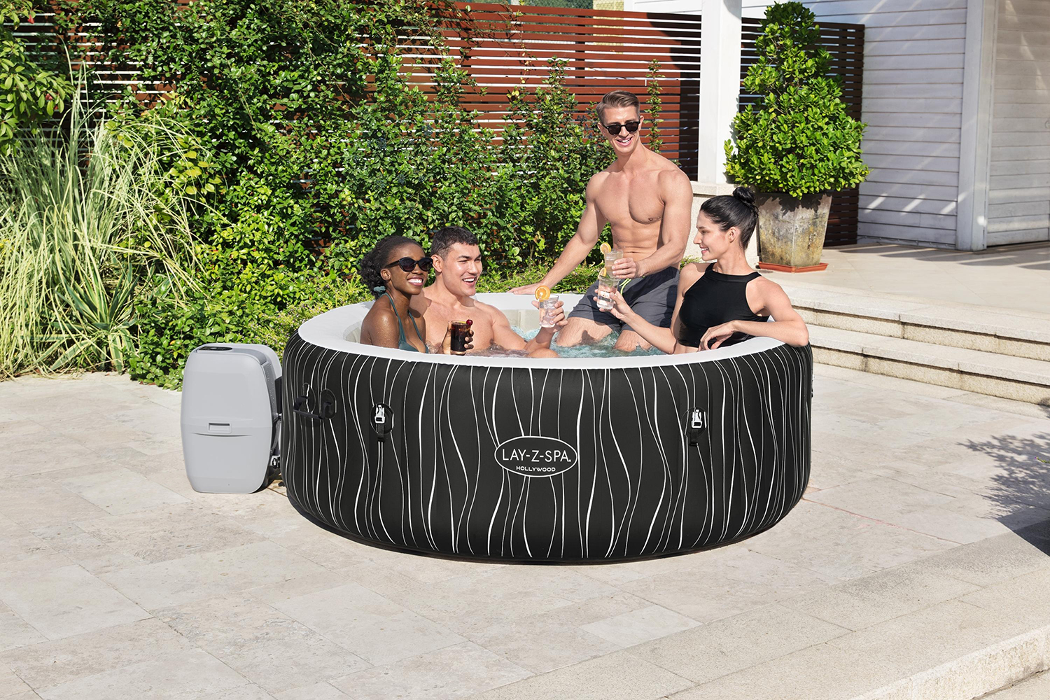 LAY-Z-SPA® LED-Whirlpool Hollywood AirJet™ Ø 196 x 66 cm, rund