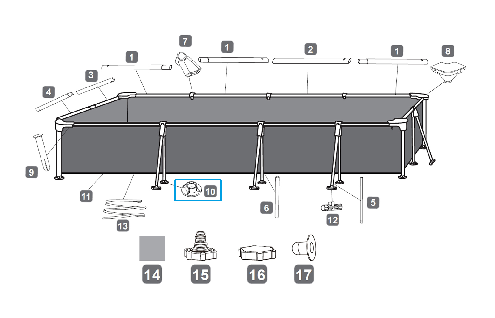 Bestway® Spare Part Leg cap (white / 4 pieces) for various Steel Pro™ pools (2023) Bestway® Spare Part Leg cap (white / 4 pieces) for various Steel Pro™ pools (2023)