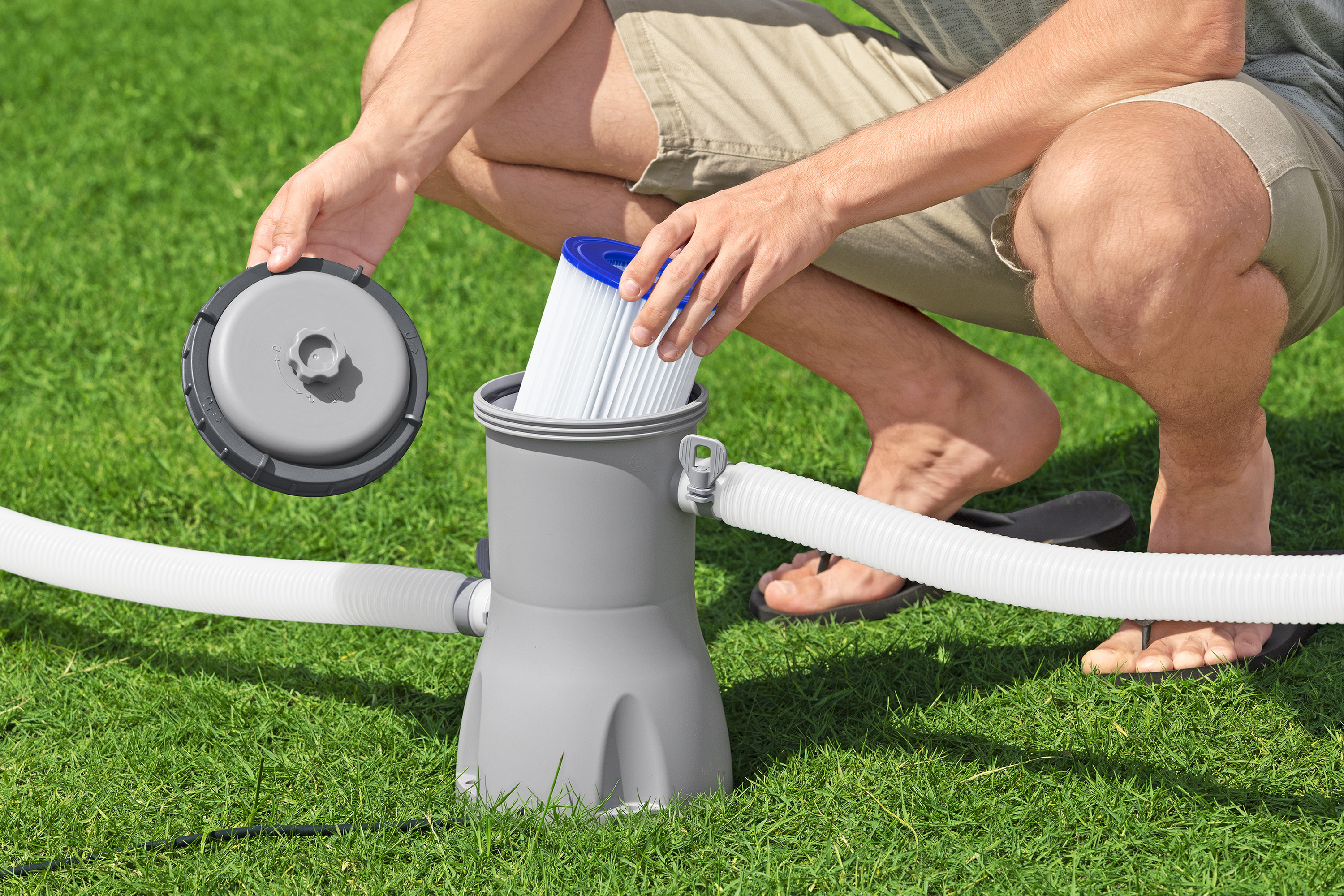 Steel Pro MAX™ Frame Pool Komplett Set mit Filterpumpe Ø 457 x 107 cm, lichtgrau, rund