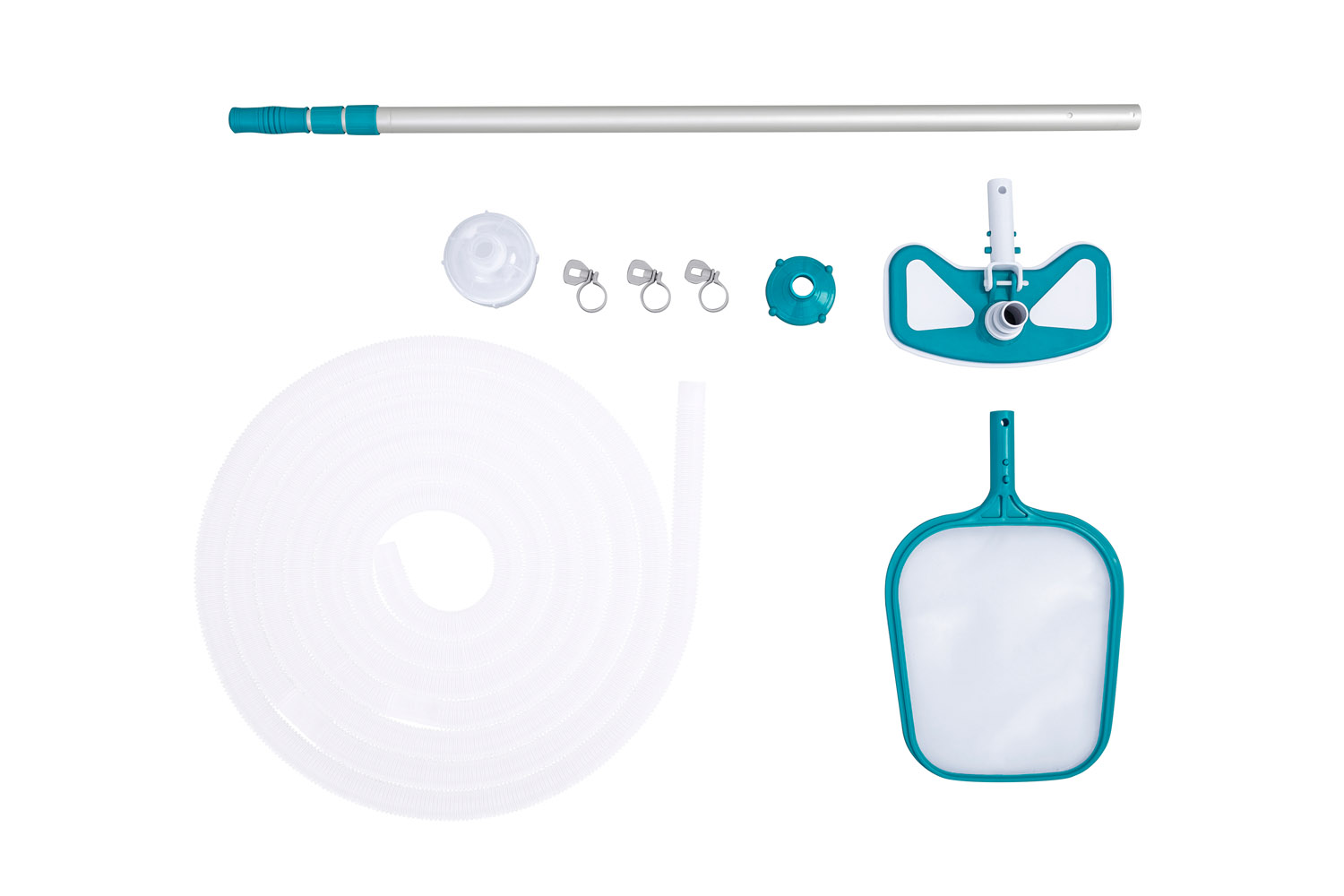 Poolpflege Basis-Set AquaClean™ mit pumpenbetriebenem Poolsauger & Kescher  für Poolgrößen bis 610 cm