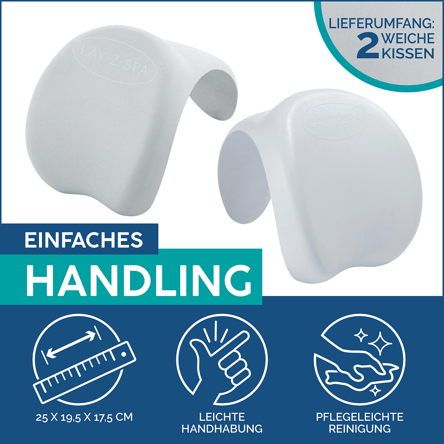 LAY-Z-SPA® Xtras 2er Nackenkissen-Set 25 x19,5 x 17,5 cm