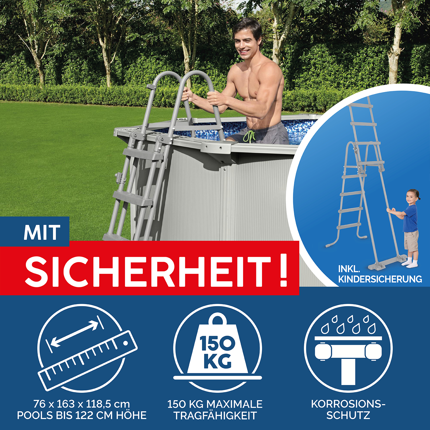 Hydrium™ Stahlwandpool Komplett-Set mit Sandfilteranlage Ø 360 x 120 cm , granitgrau, rund