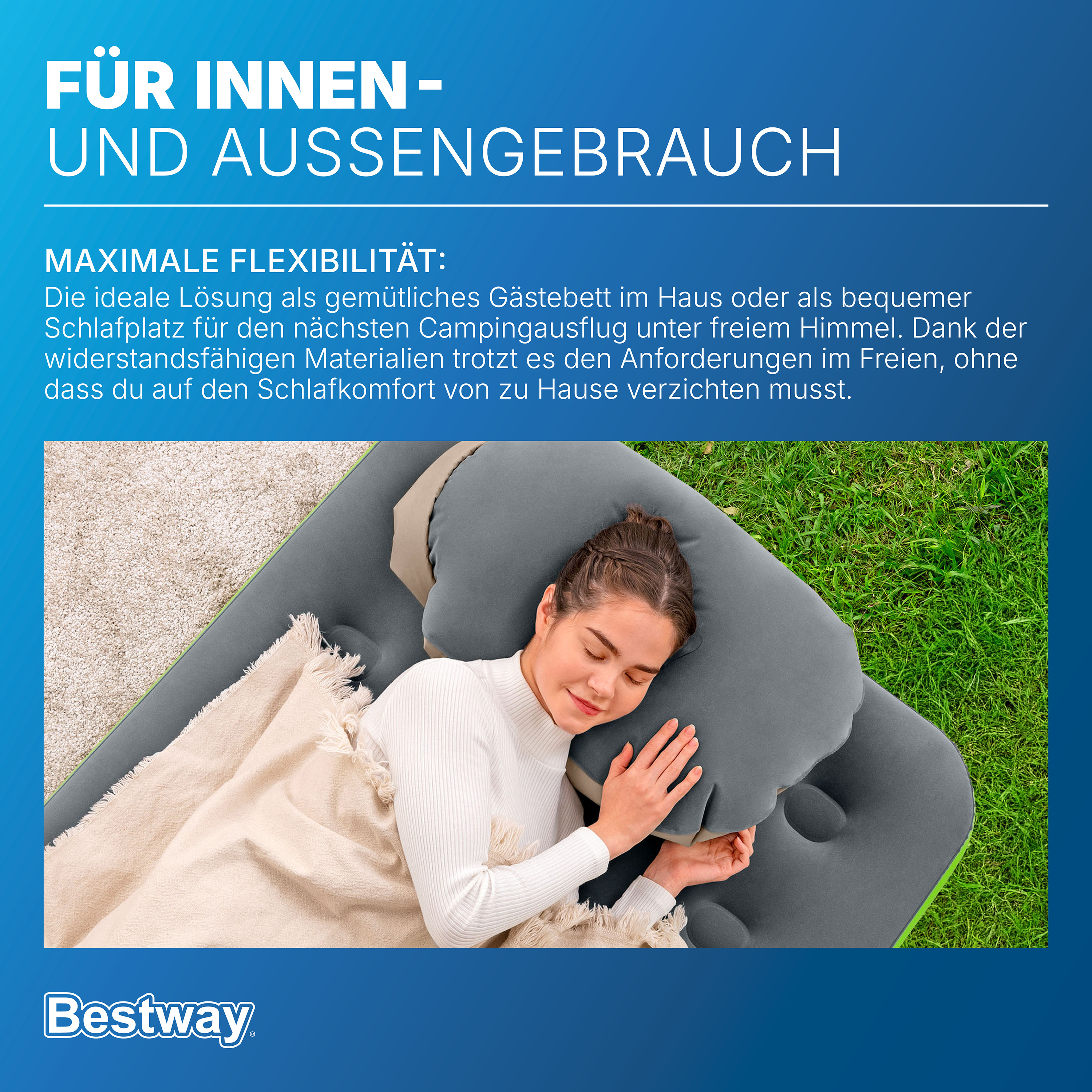 Single Luftbett Roll & Relax mit Kissenpumpe 188 x 99 x 22 cm