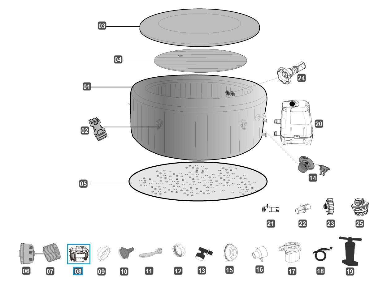 Bestway® Spare Part ChemConnect™ chemical dispenser (grey) for LAY-Z-SPA® whirlpools (2019 to 2021)