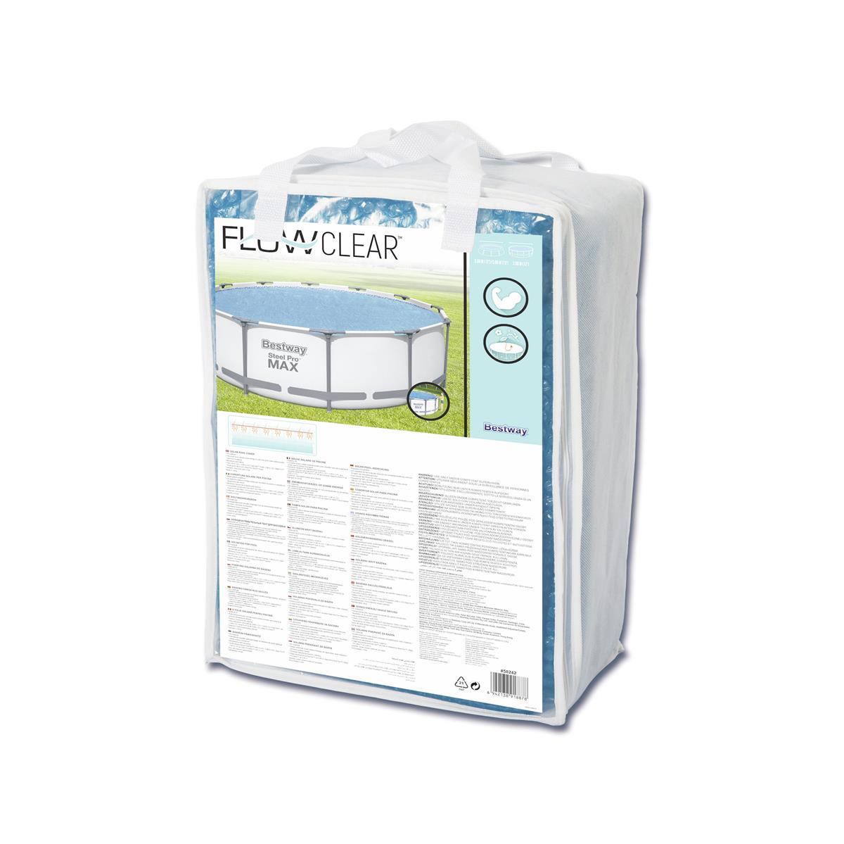 Flowclear™ PE-Solarabdeckplane Ø 356 cm, blau, rund
