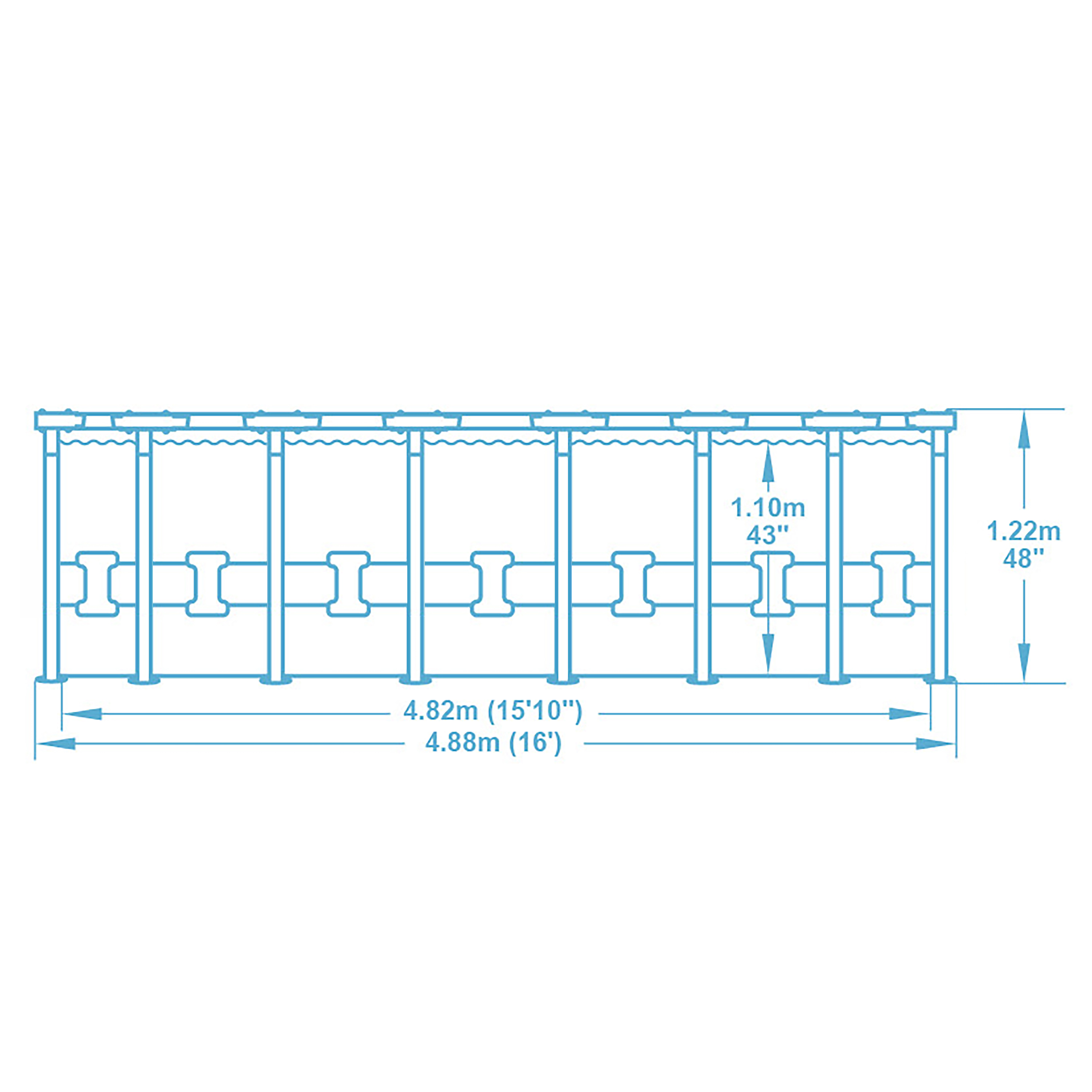 Steel Pro MAX™ Frame Pool Komplett Set mit Filterpumpe Ø 488 x 122 cm , lichtgrau, rund