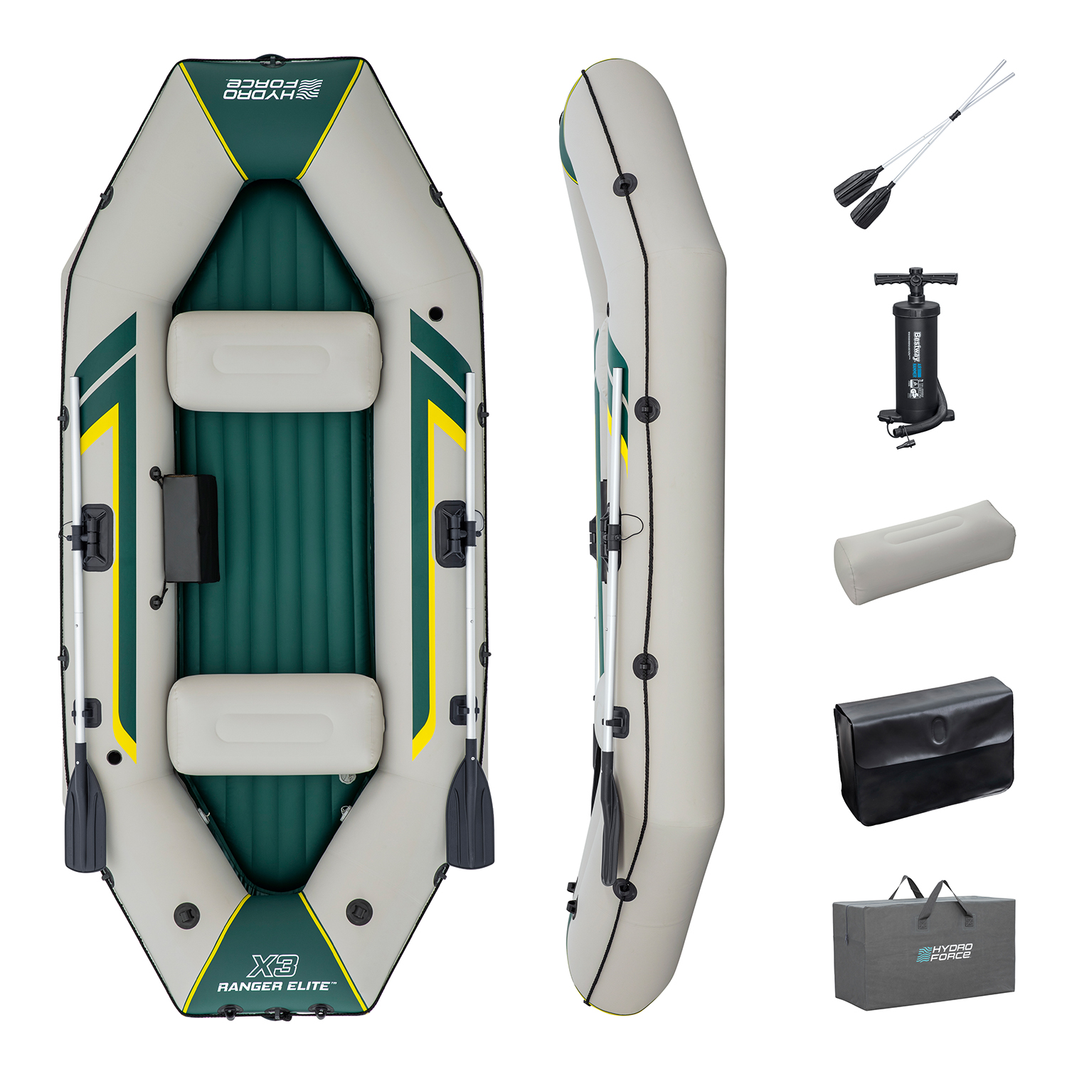 Hydro-Force™ Schlauchboot Komplett Set Ranger Elite™ X3 295 x 130 x 46 cm